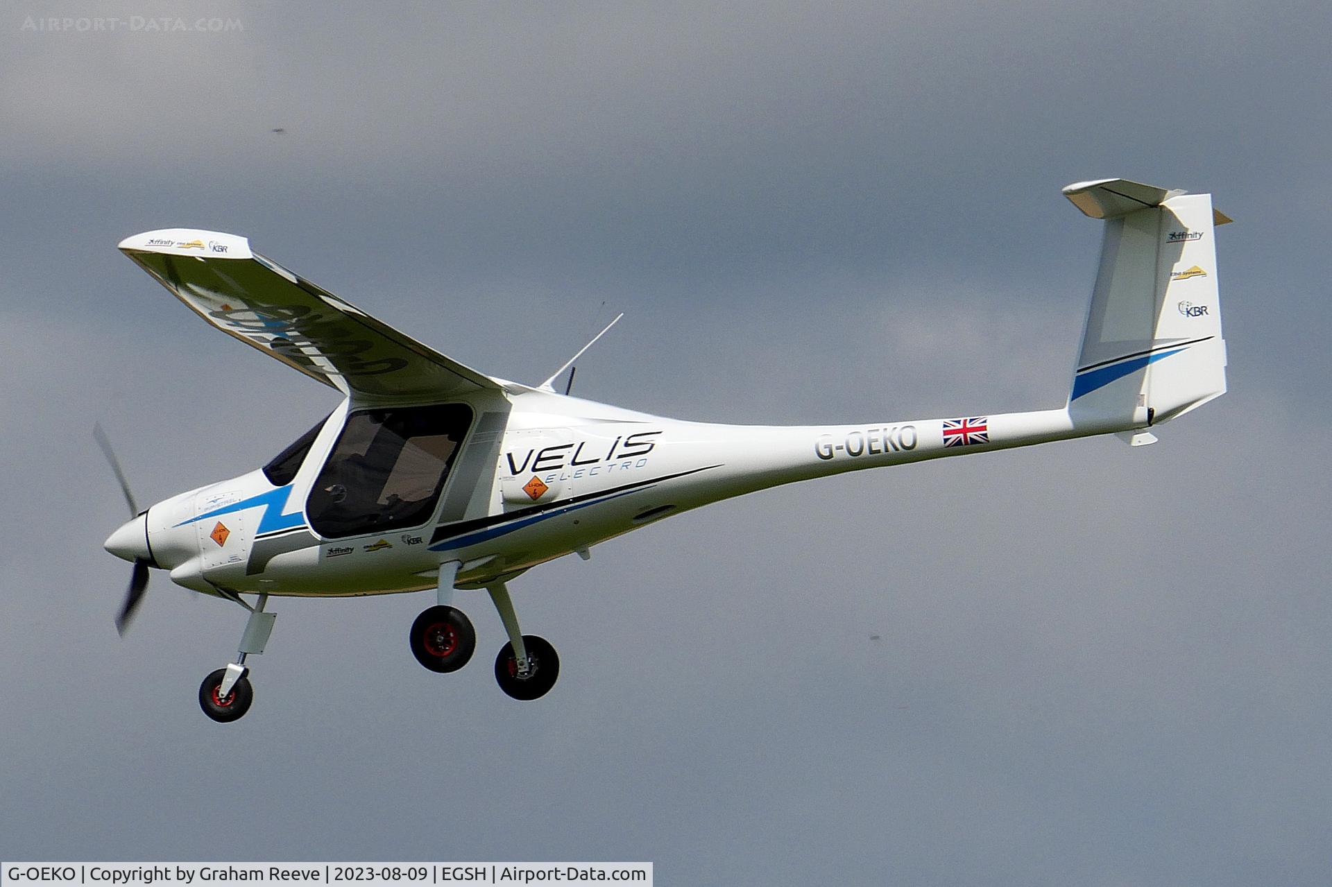 G-OEKO, 2021 Pipistrel Virus SW 128 C/N VSW1280042, Landing at Norwich.