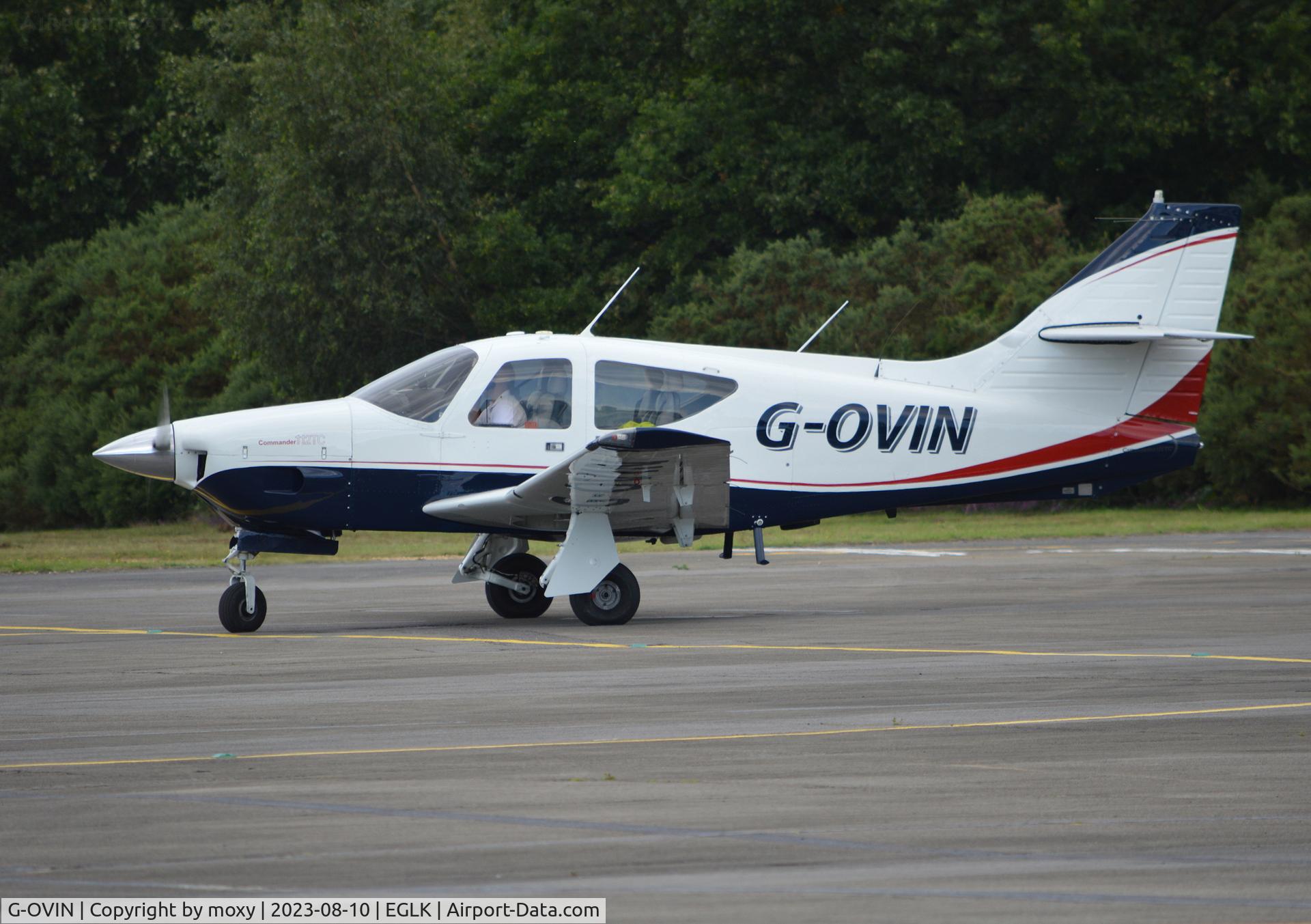 G-OVIN, 1976 Rockwell International 112TC Commander Commander C/N 13090, Rockwell International 112TC Commander at Blackbushe. Ex OY-DVN