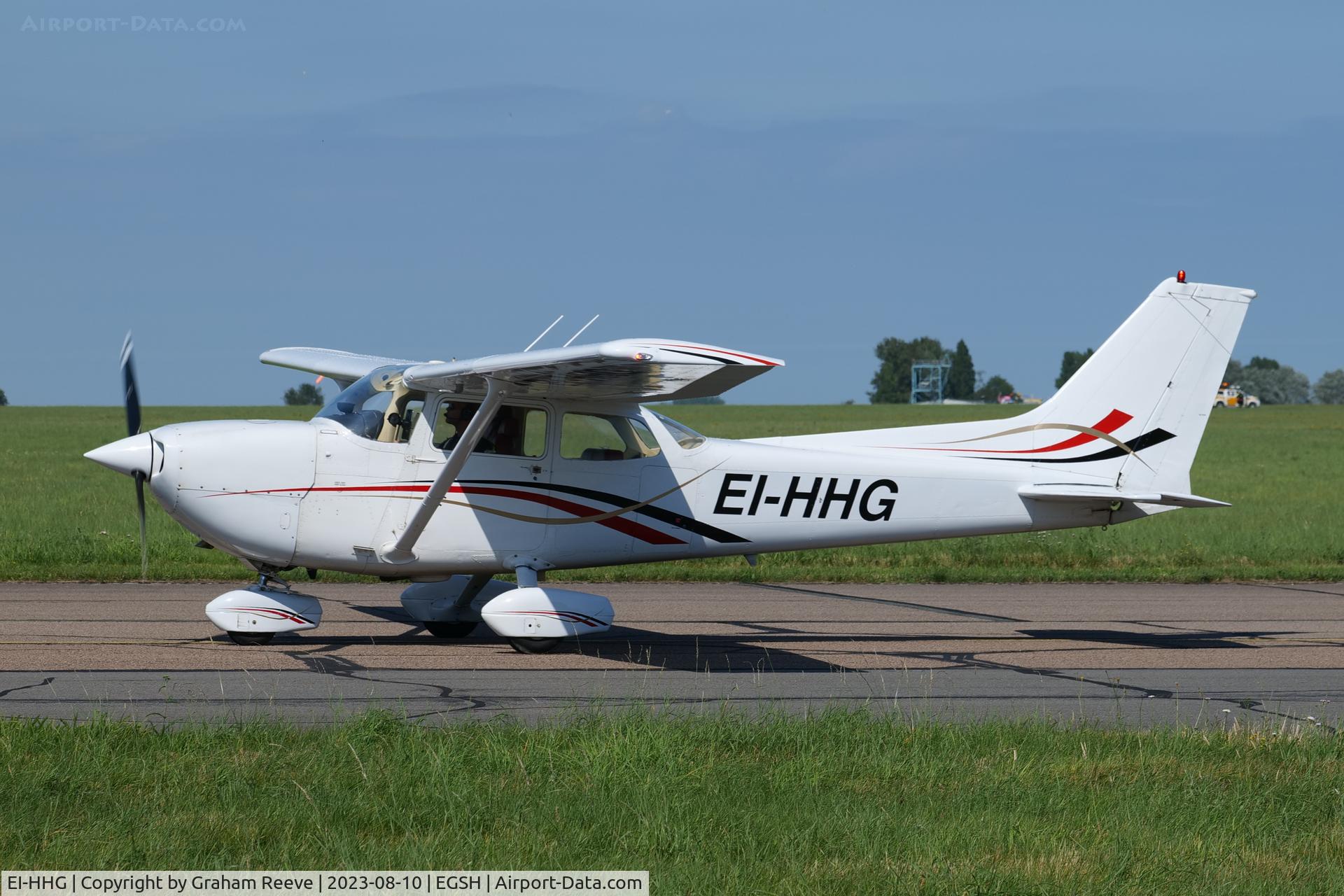 EI-HHG, 1977 Cessna FR172K Hawk XP Reims Rocket C/N FR17200615, Just landed at Norwich.