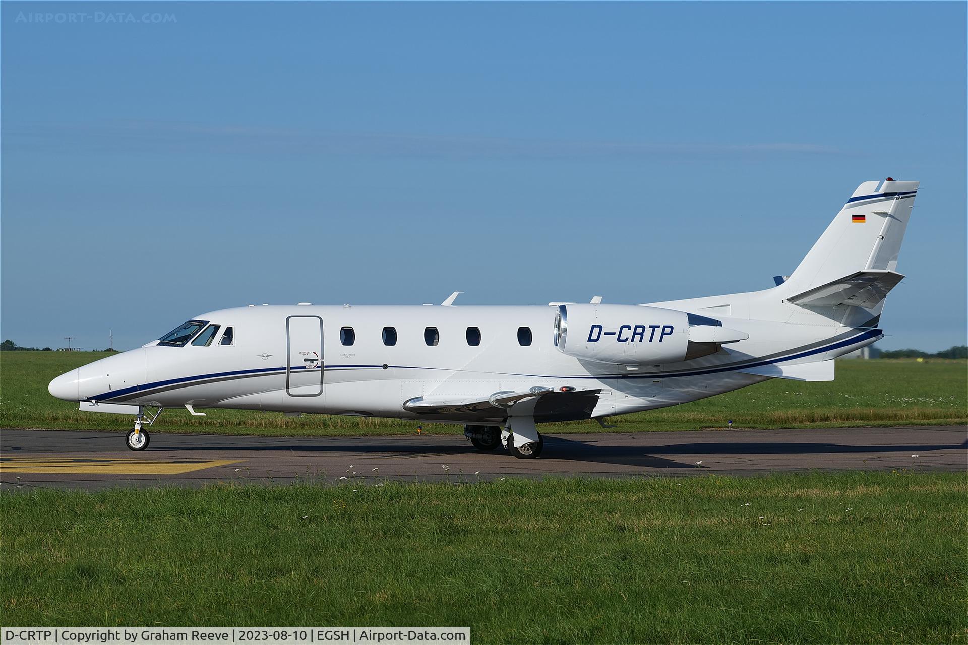 D-CRTP, 2022 Cessna 560 Citation XLS+ C/N 560-6327, Just landed at Norwich.