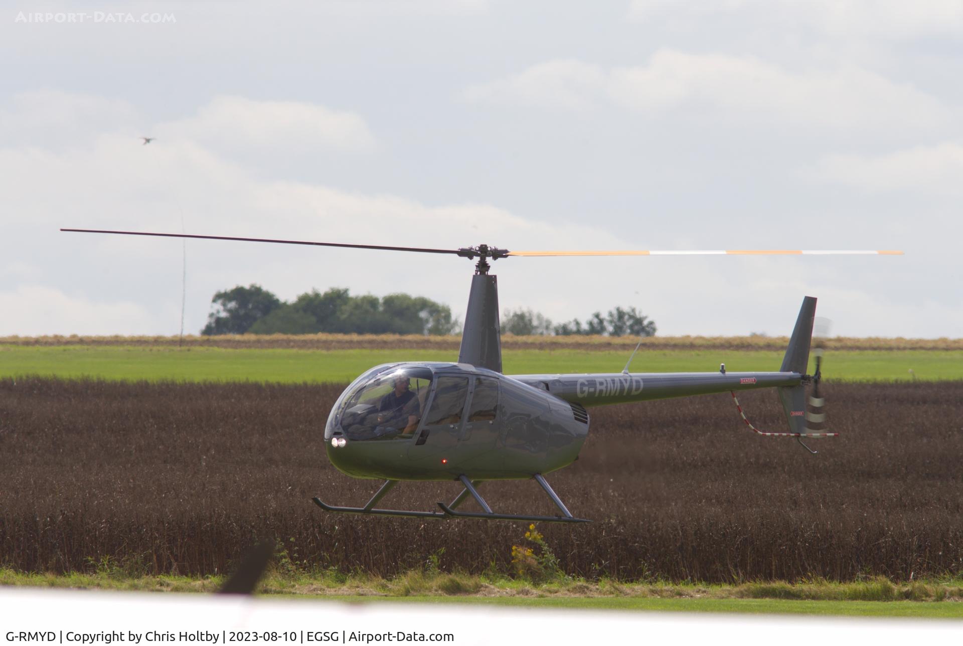 G-RMYD, 2018 Robinson R44 Raven II C/N 14252, Taking off at Staplford Tawney, Essex