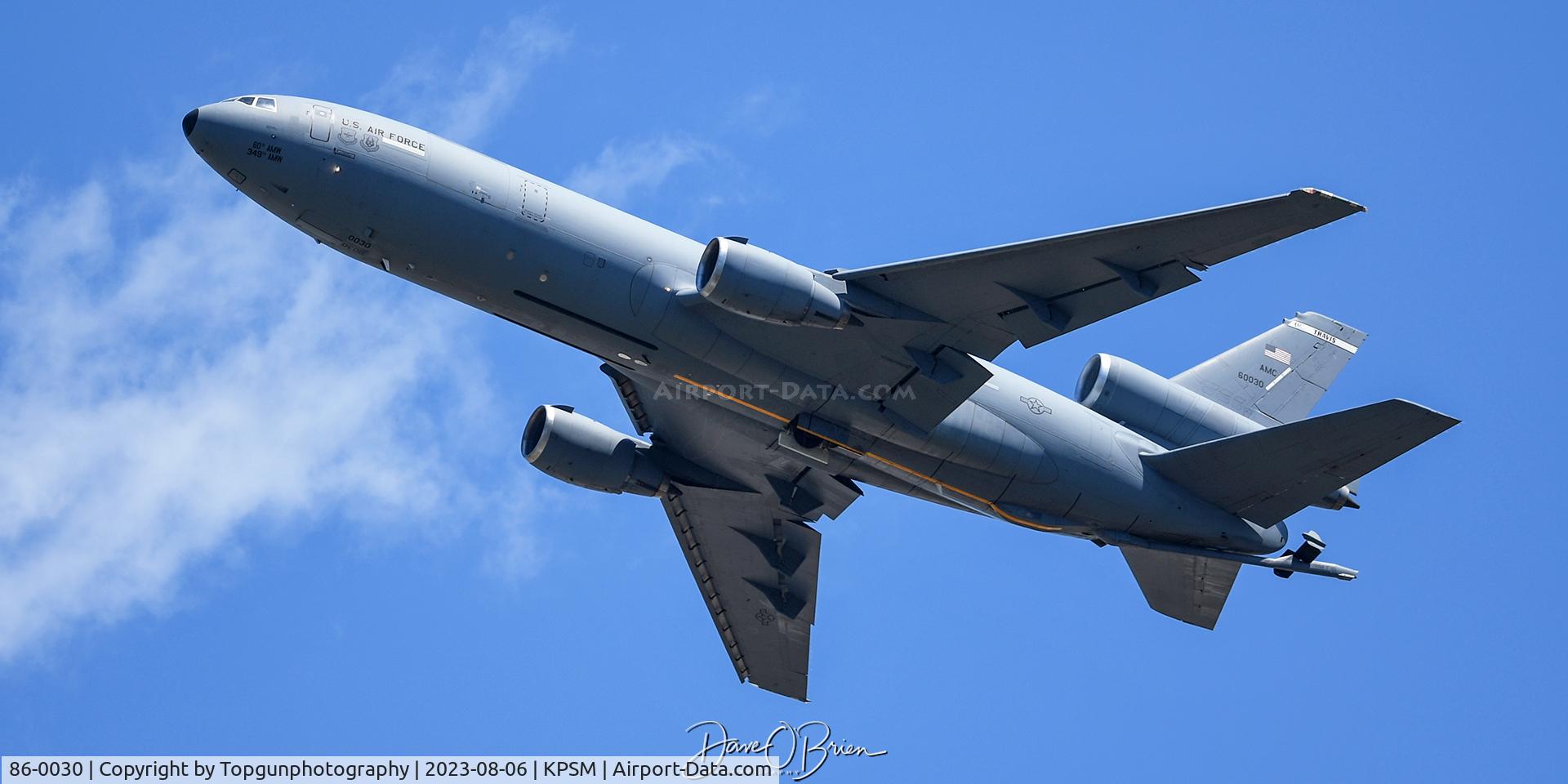 86-0030, 1986 McDonnell Douglas KC-10A Extender C/N 48243, GOLD12 Departs for Travis AFB