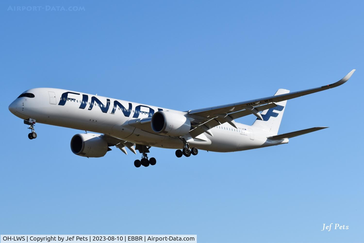OH-LWS, 2021 Airbus A350-941 C/N 516, Landing at Brussels Airport.