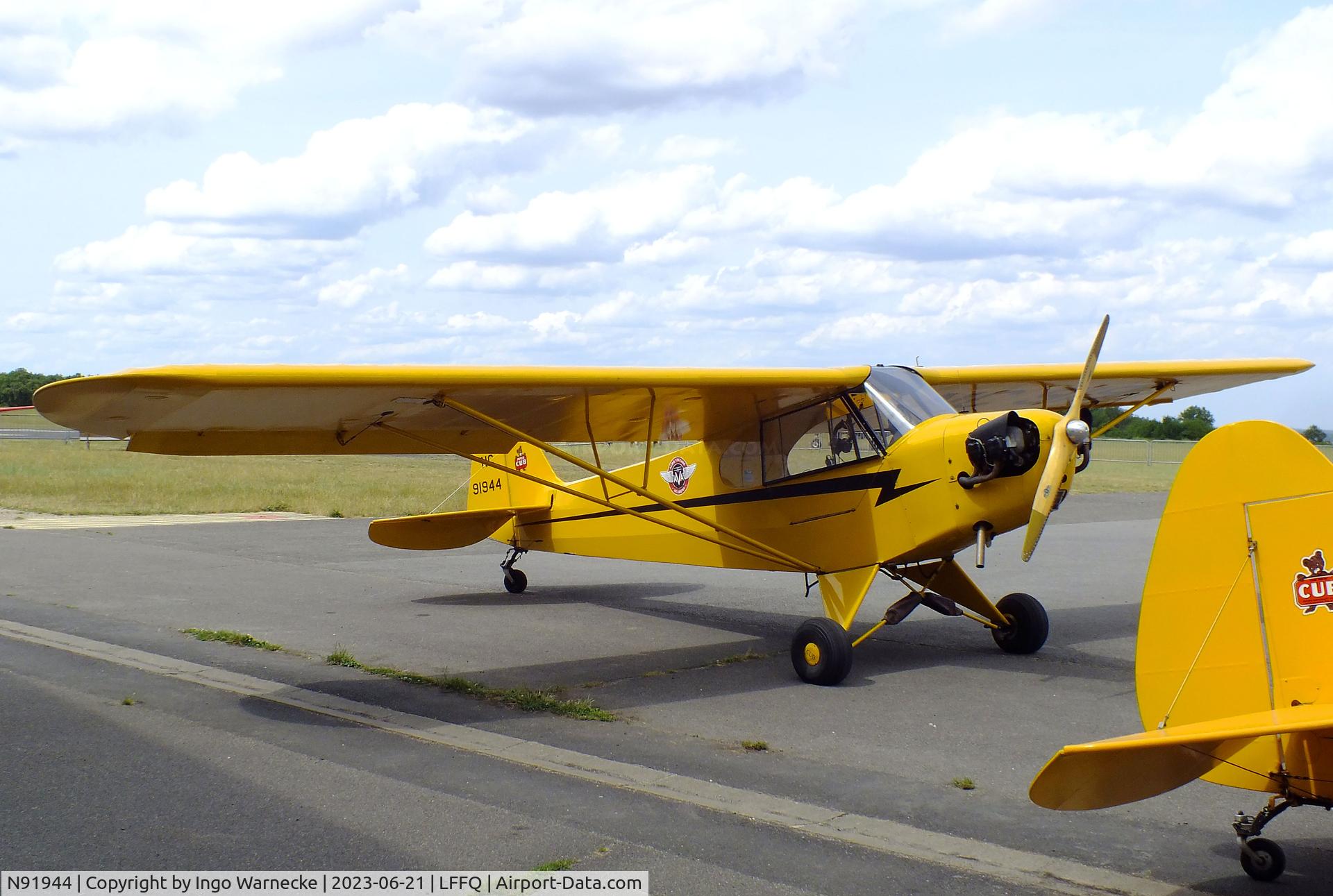 N91944, Piper J3C-65 Cub C/N 18445, Piper J3C-65 Cub at the Musee Volant Salis/Aero Vintage Academy, Cerny
