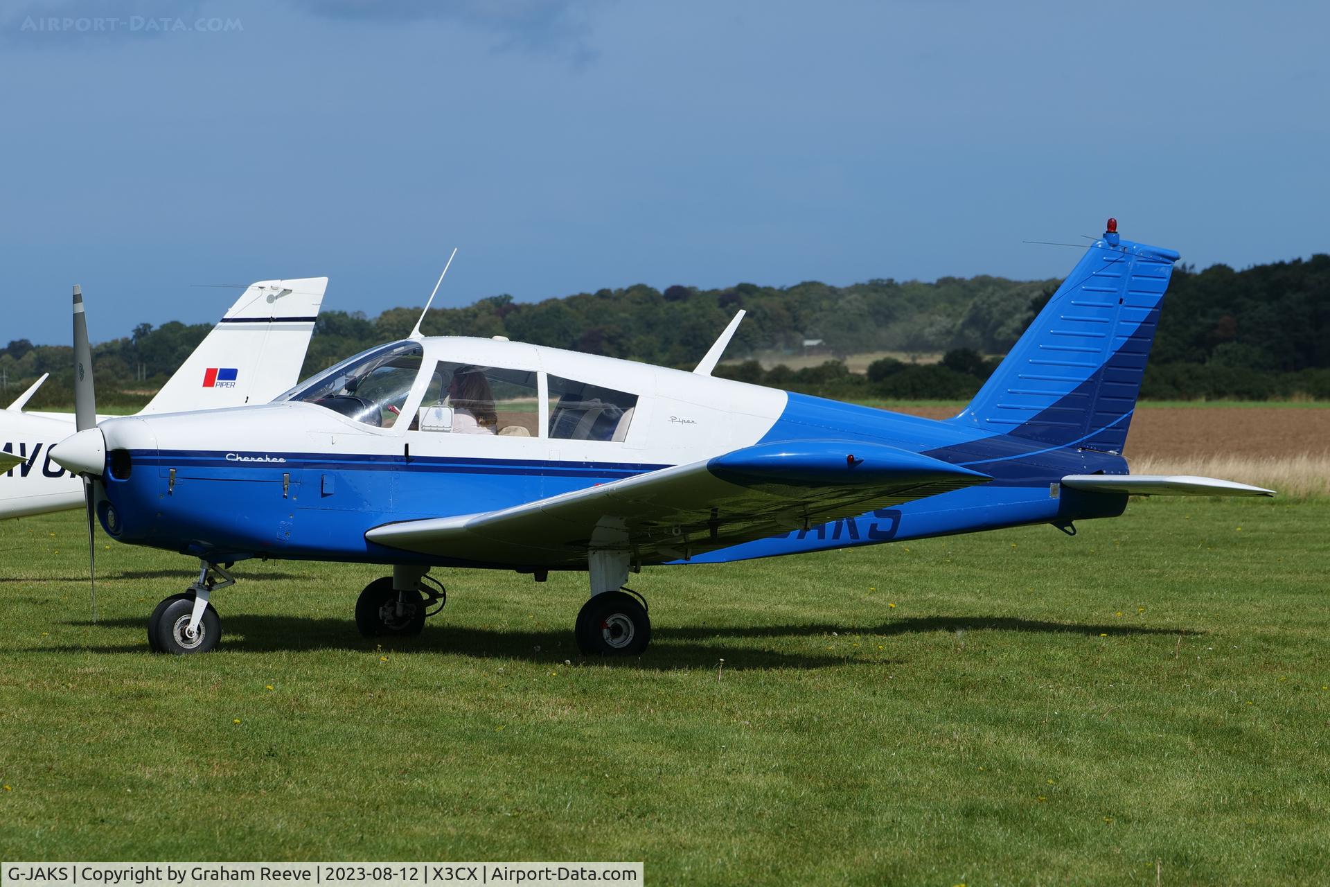 G-JAKS, 1962 Piper PA-28-160 Cherokee Cherokee C/N 28-339, Just landed at Northrepps.