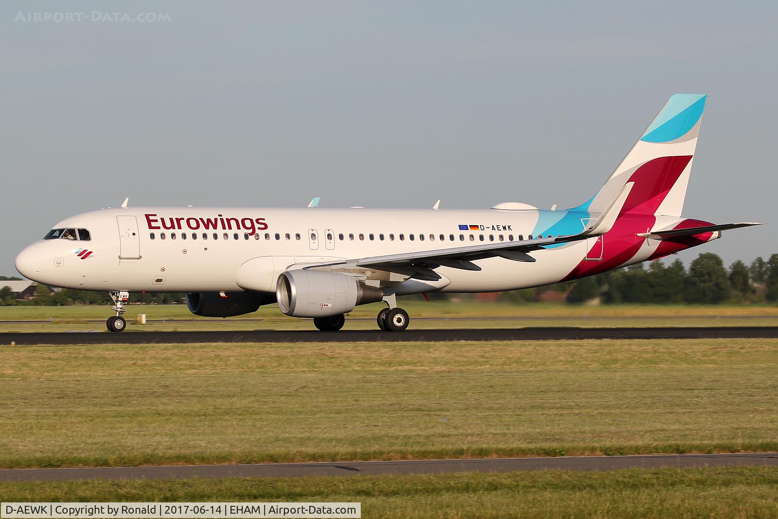D-AEWK, 2016 Airbus A320-214 C/N 7261, at spl