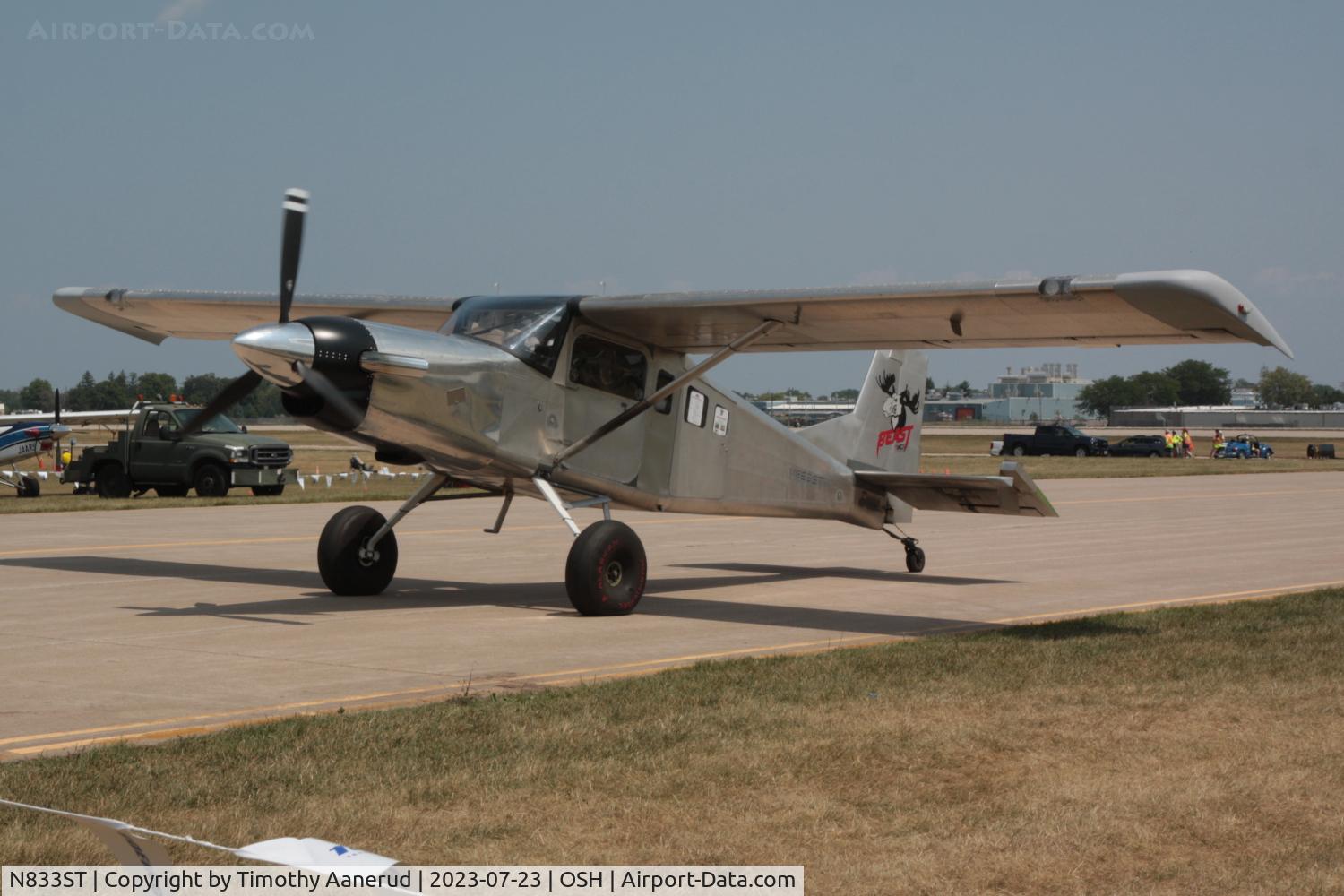 N833ST, 2017 MURPHY AIRCRAFT MFG LTD MOOSE SR 3500 C/N 280SR, 2017 MURPHY AIRCRAFT MFG LTD MOOSE SR 3500, c/n: 280SR, AirVenture 2023.  This aircraft originally had a MotorStar M-14P radial engine. It now has a turbo prop engine