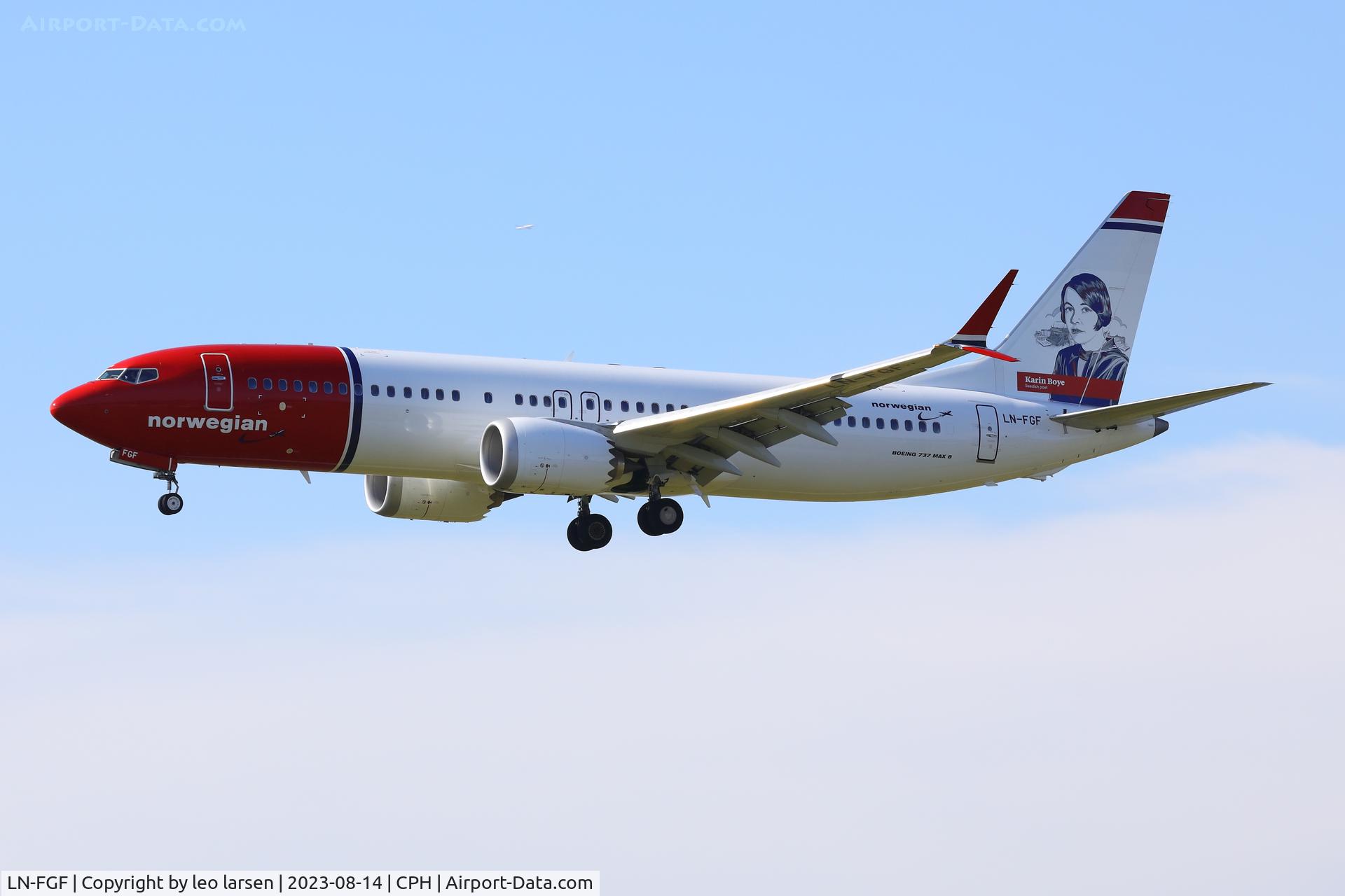 LN-FGF, 2022 Boeing 737-8 MAX C/N 43324, Copenhagen 14.8.2023