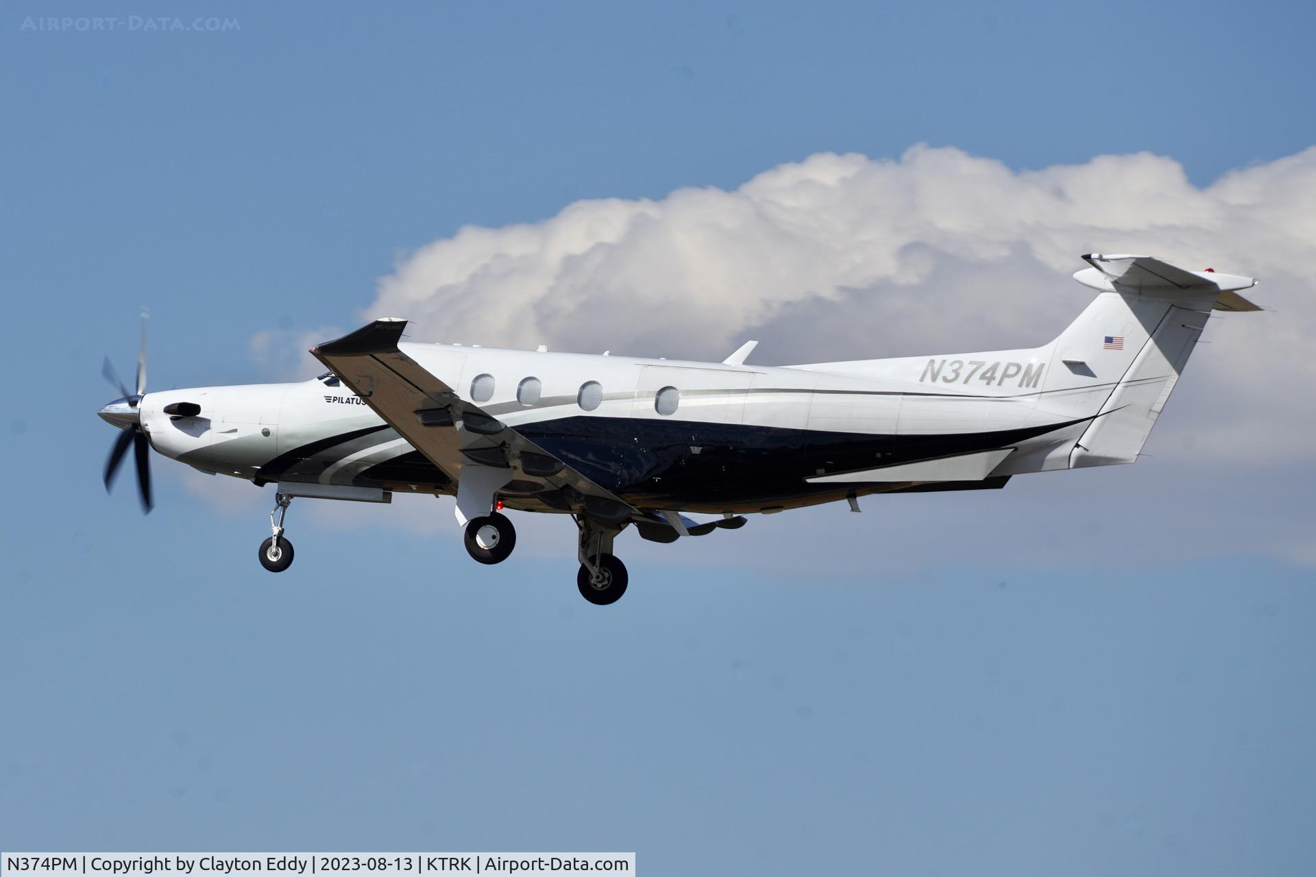 N374PM, 2013 Pilatus PC-12/47E C/N 1438, Truckee Tahoe airport in California 2023.