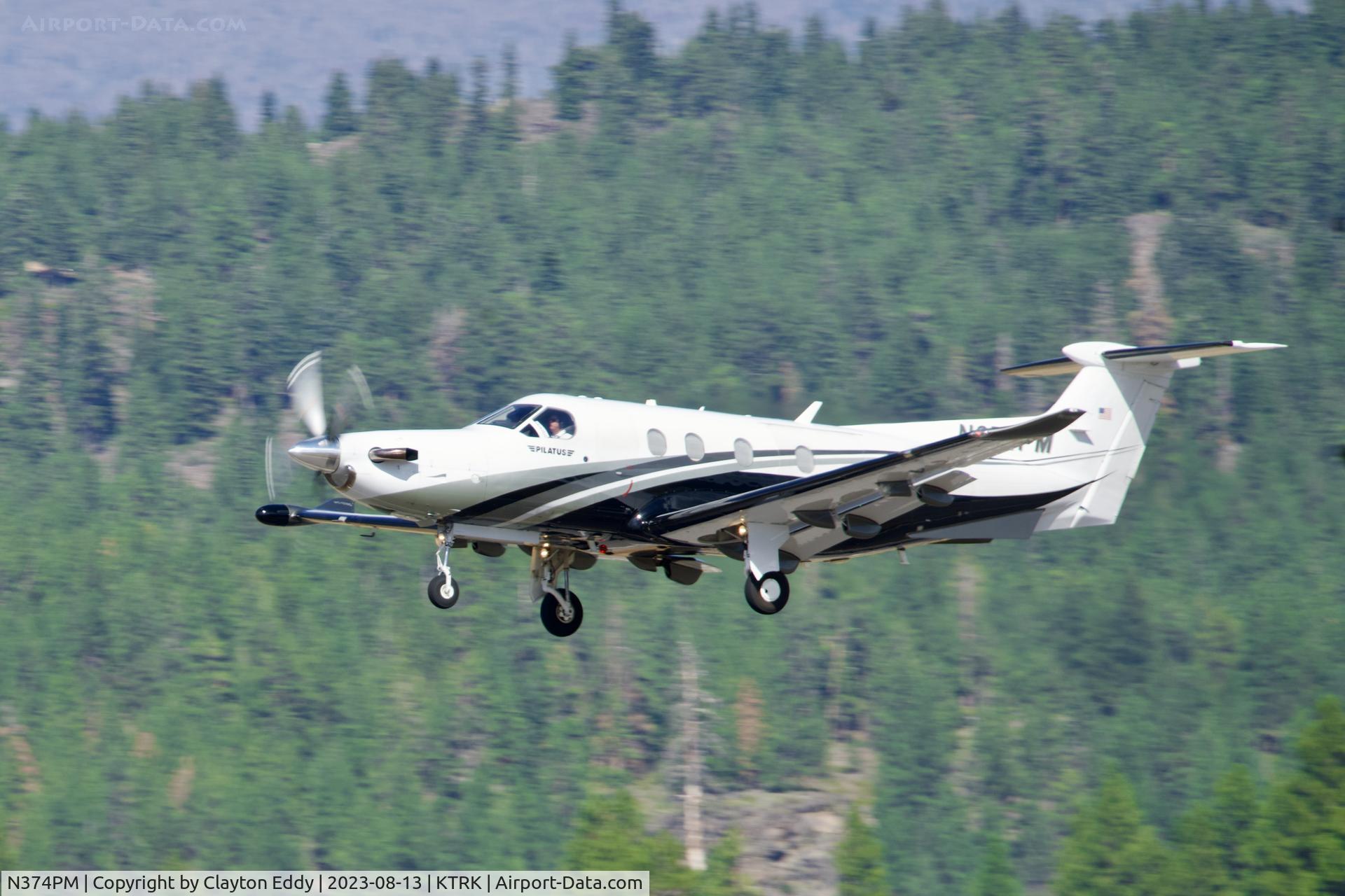 N374PM, 2013 Pilatus PC-12/47E C/N 1438, Truckee Tahoe airport in California 2023.