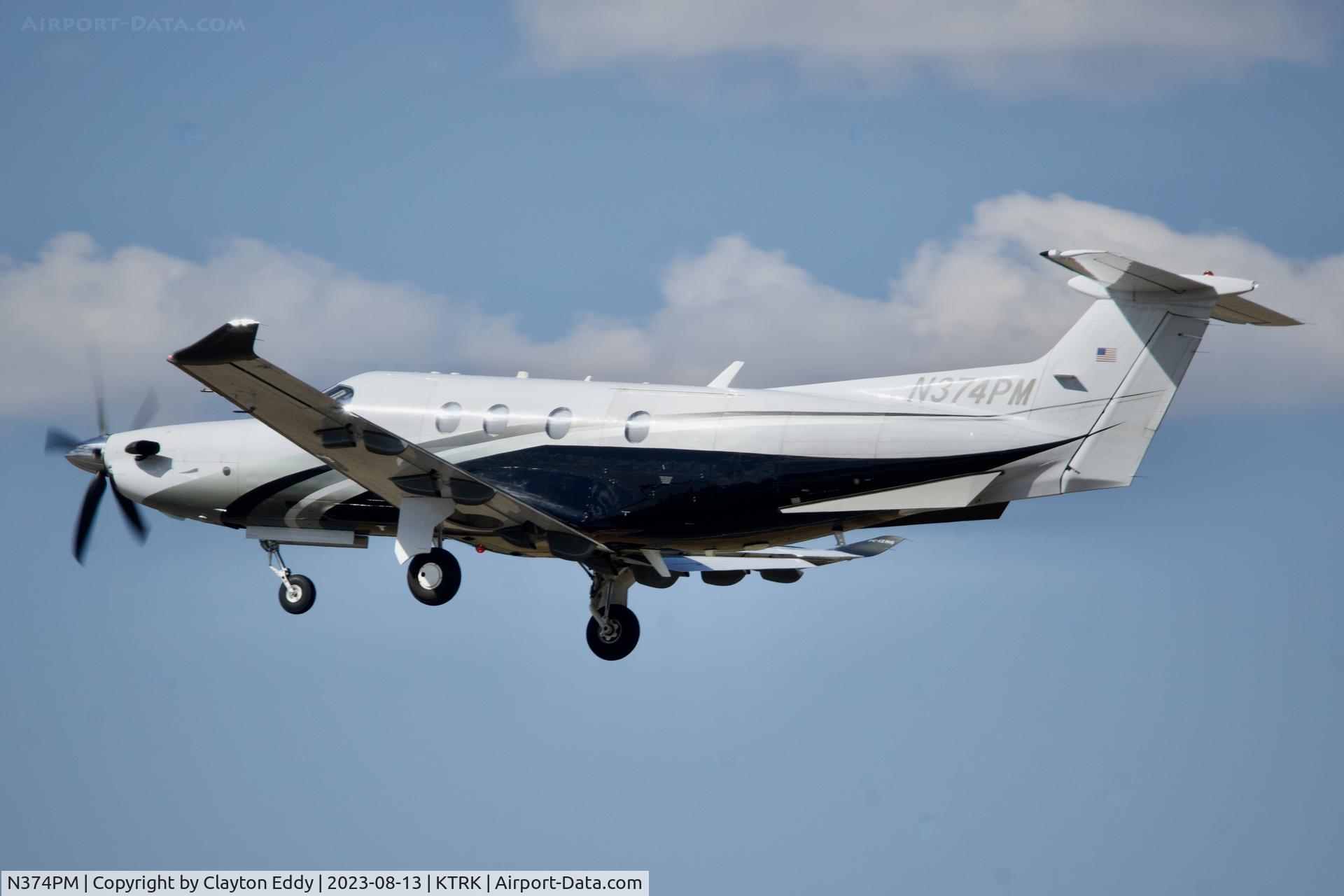N374PM, 2013 Pilatus PC-12/47E C/N 1438, Truckee Tahoe airport in California 2023.