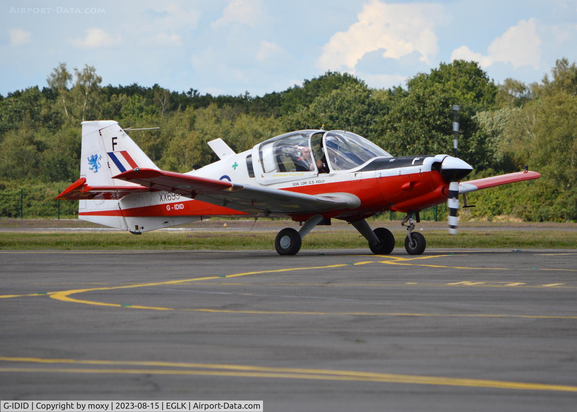 G-IDID, 1975 Scottish Aviation Bulldog T.1 C/N BH120/348, Scottish Aviation Bulldog T.1 at Blackbushe. Displaying RAF serial XX699. Ex VH-XVE