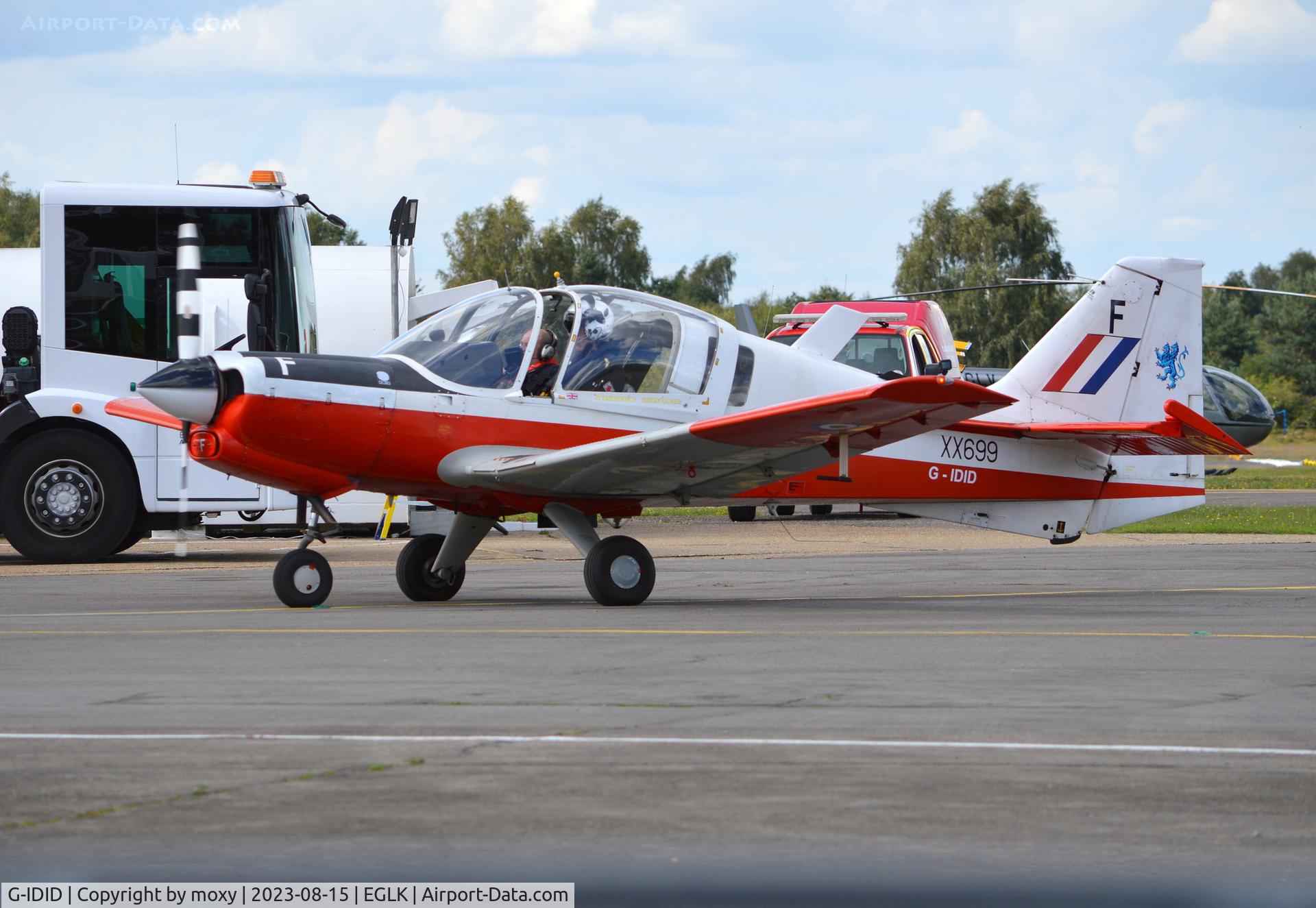 G-IDID, 1975 Scottish Aviation Bulldog T.1 C/N BH120/348, Scottish Aviation Bulldog T.1 at Blackbushe. Displaying RAF serial XX699. Ex VH-XVE