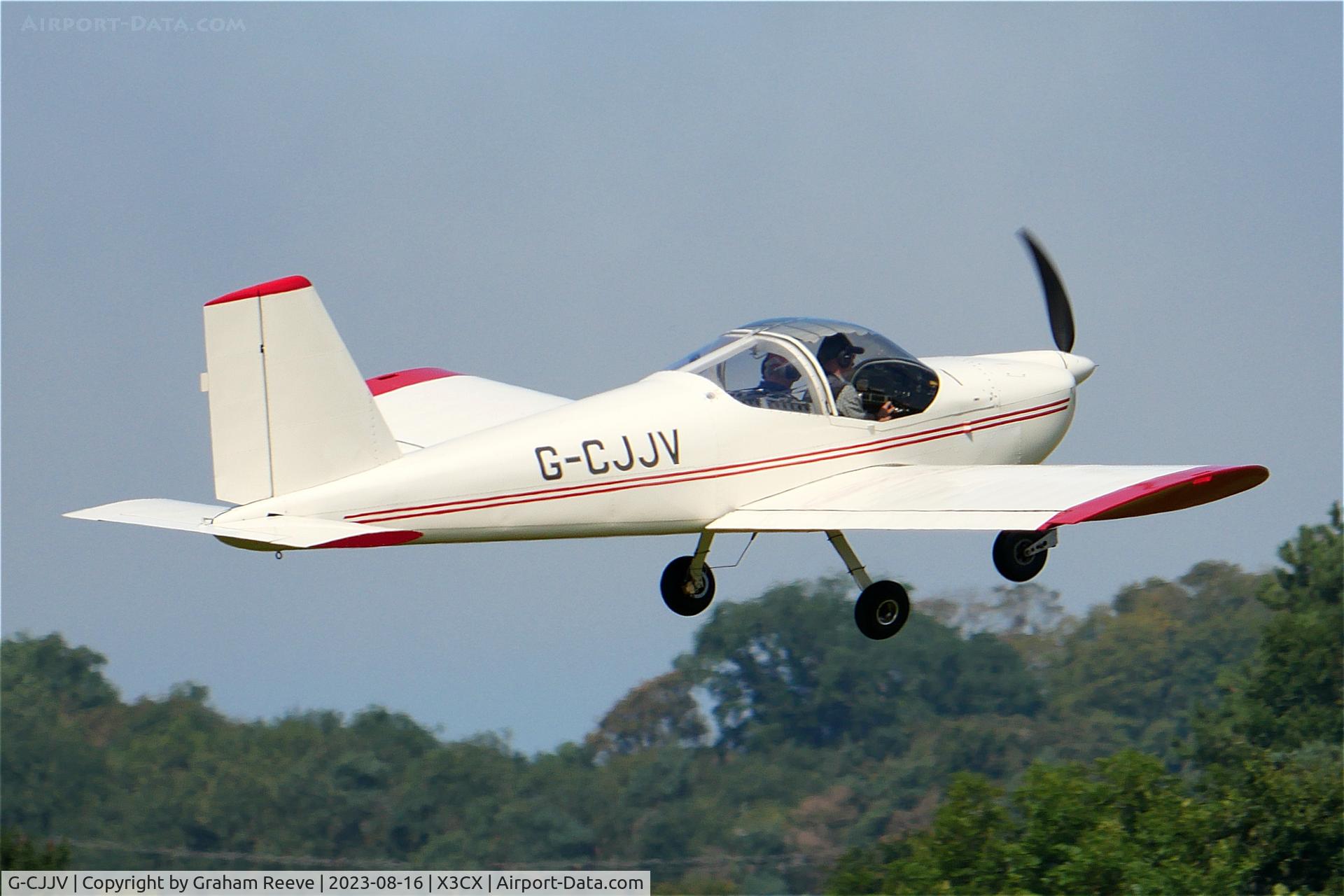 G-CJJV, 2010 Vans RV-12 C/N 120050, Departing from Northrepps.