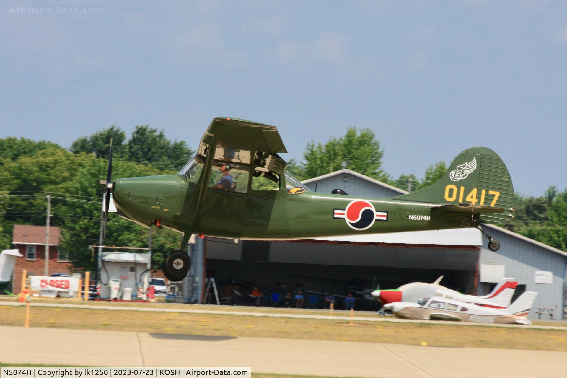 N5074H, 1950 Cessna 305A C/N 21091, This Cessna O-1 Bird Dog is painted in the colours of rhe Republic of Korean Air Force and arrives for EAA Air Venture 2023