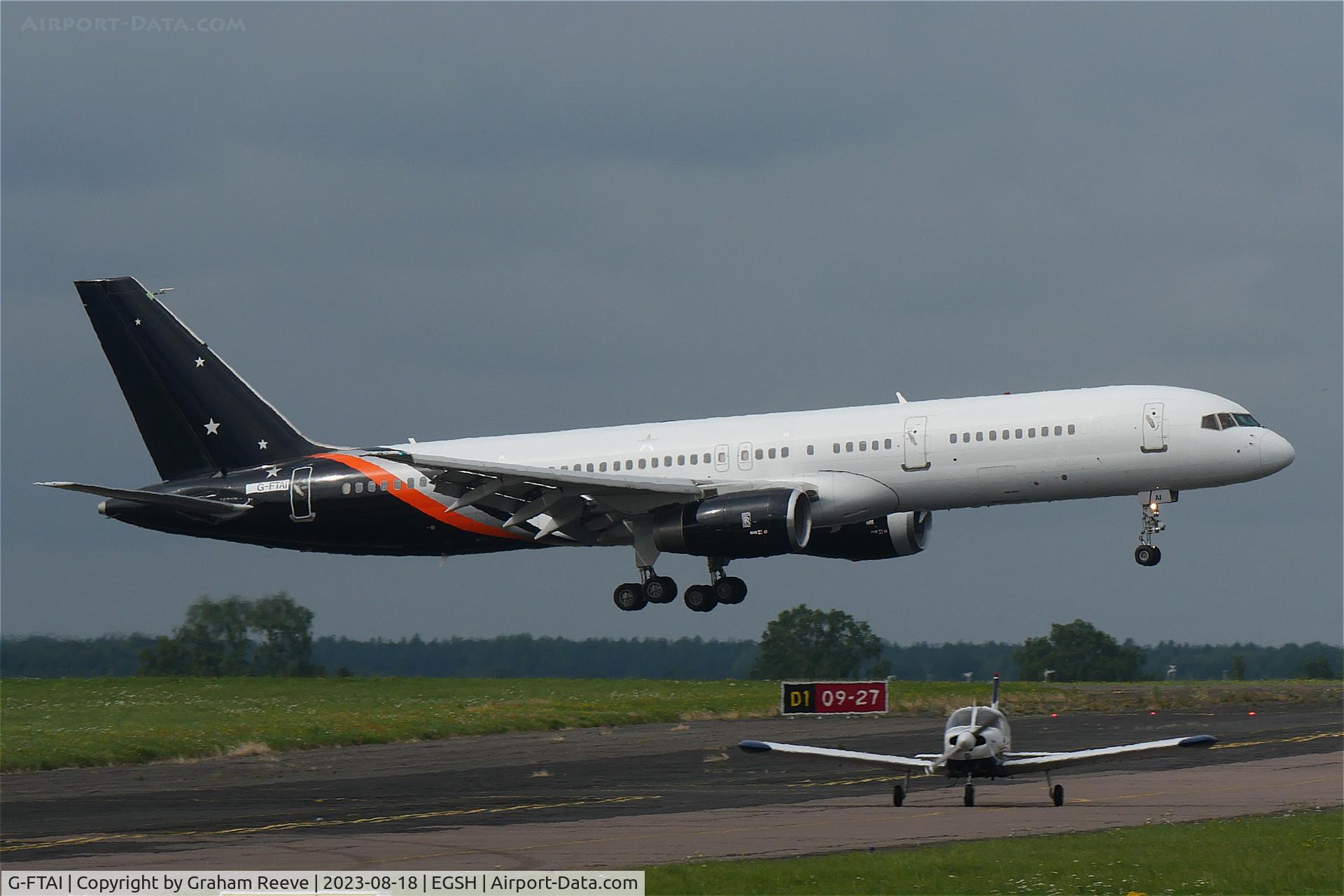 G-FTAI, 2000 Boeing 757-200 C/N 29308, Landing at Norwich.