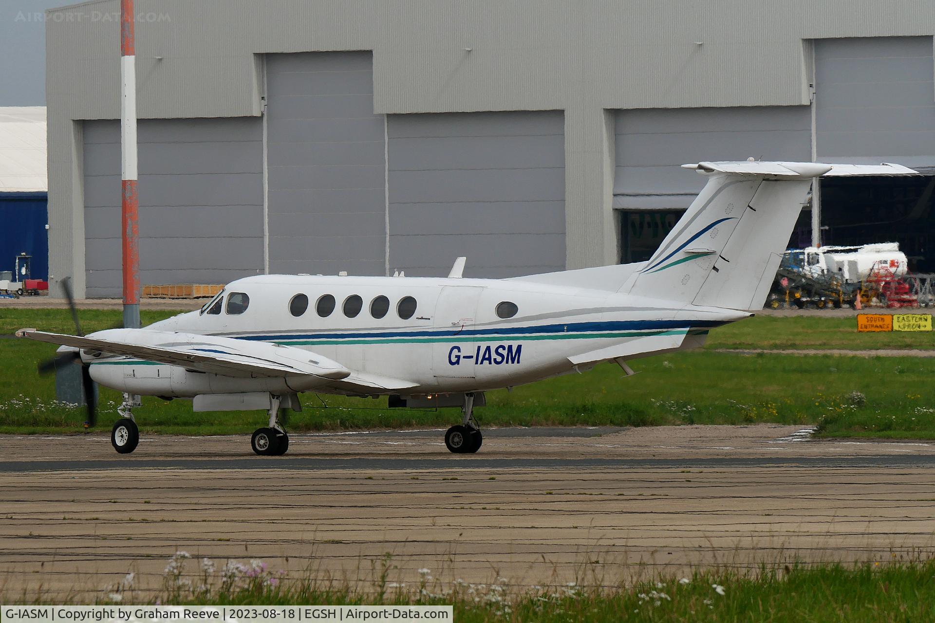 G-IASM, 1979 Beech 200 Super King Air C/N BB-521, Just landed at Norwich.