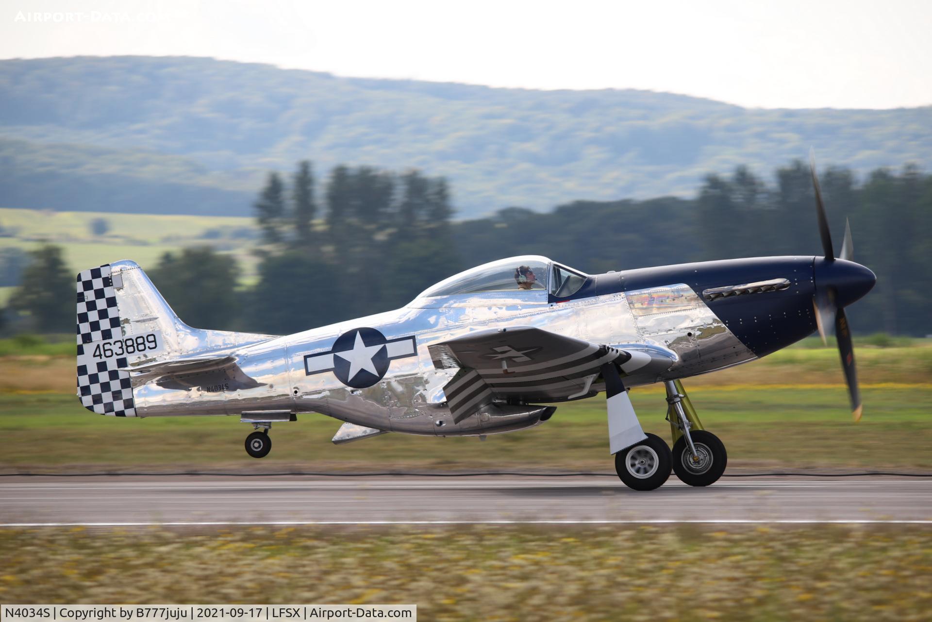 N4034S, 1944 North American P-51D Mustang C/N 122-31615 (44-63889), during Luxeuil Airshow 2021