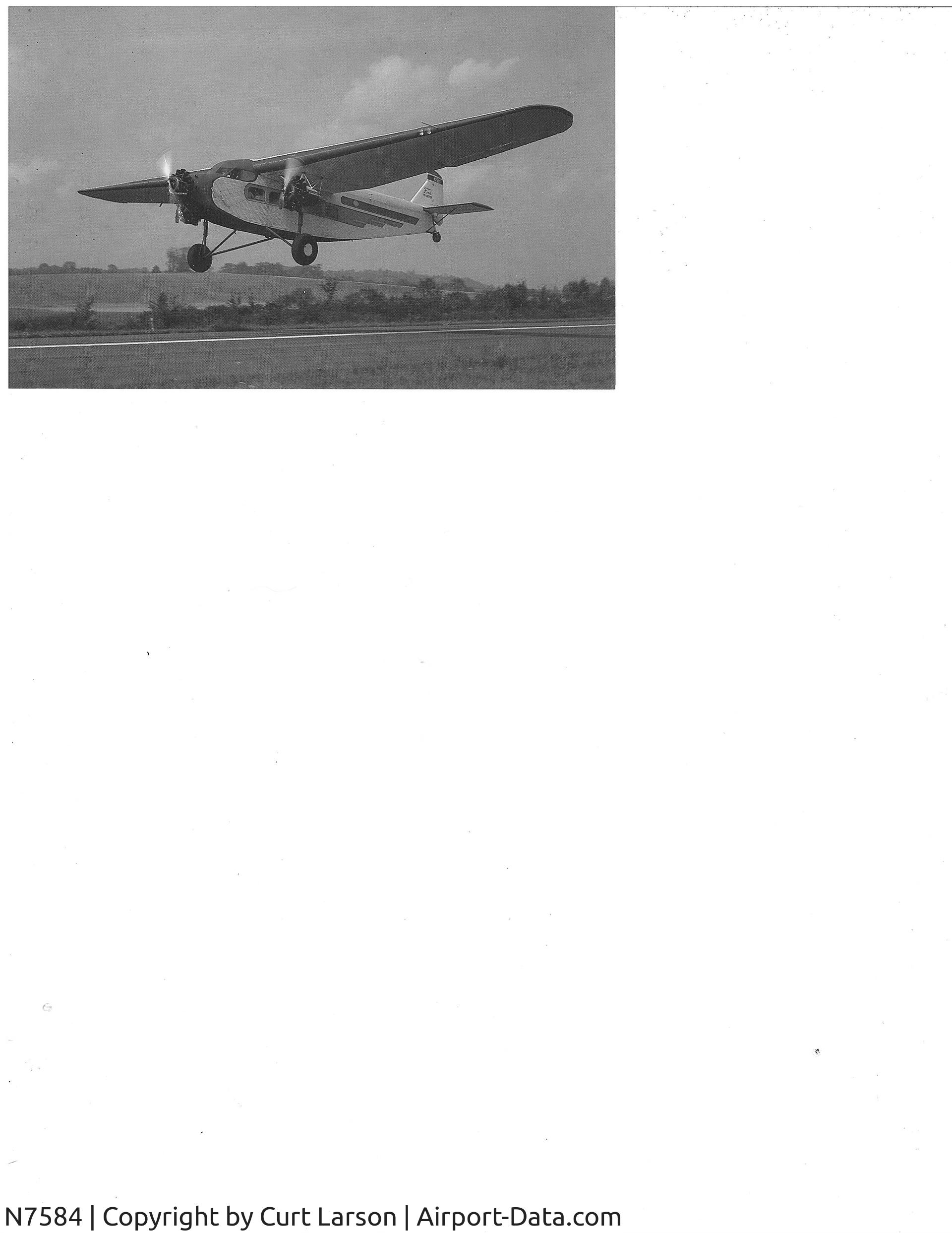 N7584, 1928 Ford 4-AT-B Tri-Motor C/N 38, Postcard of N7584 given out when I took a ride on the plane in 1989.