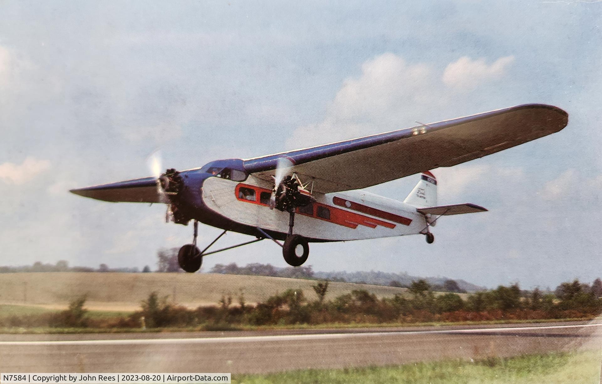 N7584, 1928 Ford 4-AT-B Tri-Motor C/N 38, The owner was barnstorming around the country in this plane and I was smart enough to get a ride on Jan 7, 1989, in Clearwater, FL. They passed out postcards to those who went for a ride.