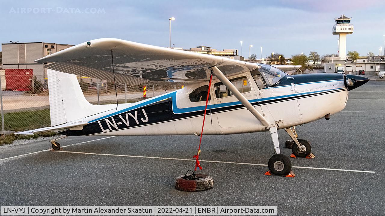LN-VYJ, 1955 Cessna 180 C/N 32096, On wheels parked at Flesland.