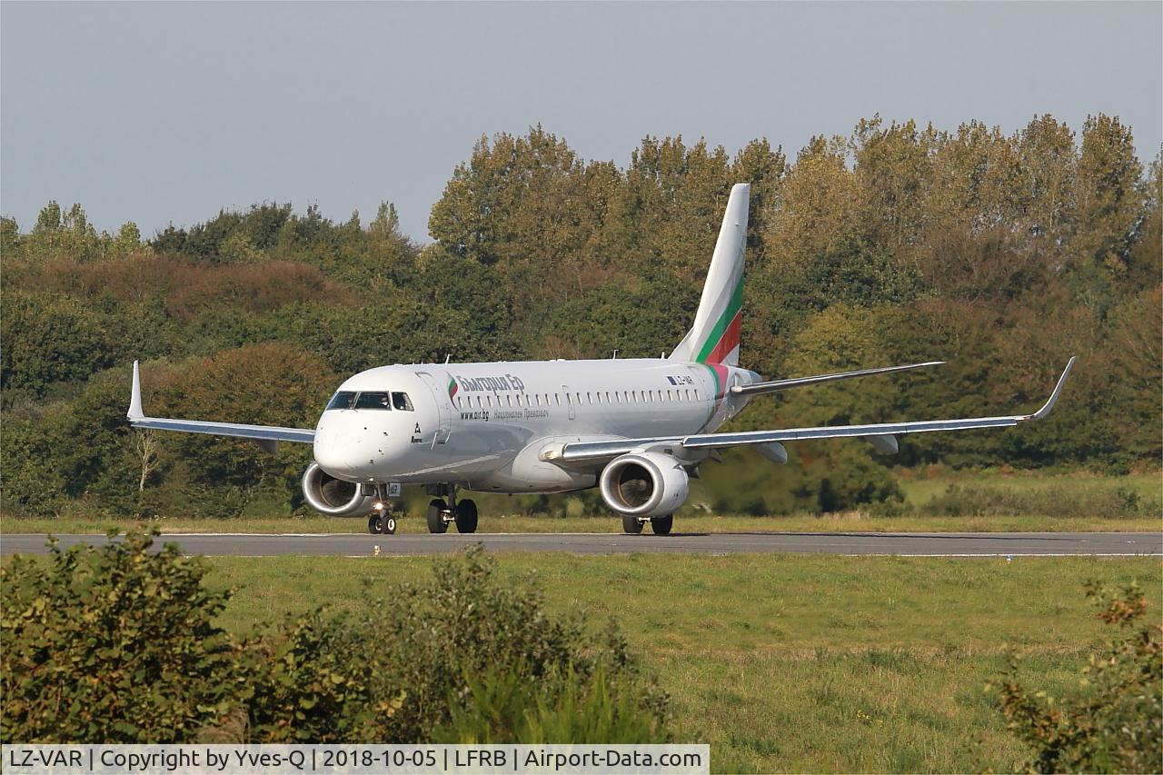 LZ-VAR, 2012 Embraer 190AR (ERJ-190-100IGW) C/N 19000496, Embraer 190AR, Ready to take off rwy 25L, Brest-Bretagne Airport (LFRB-BES)