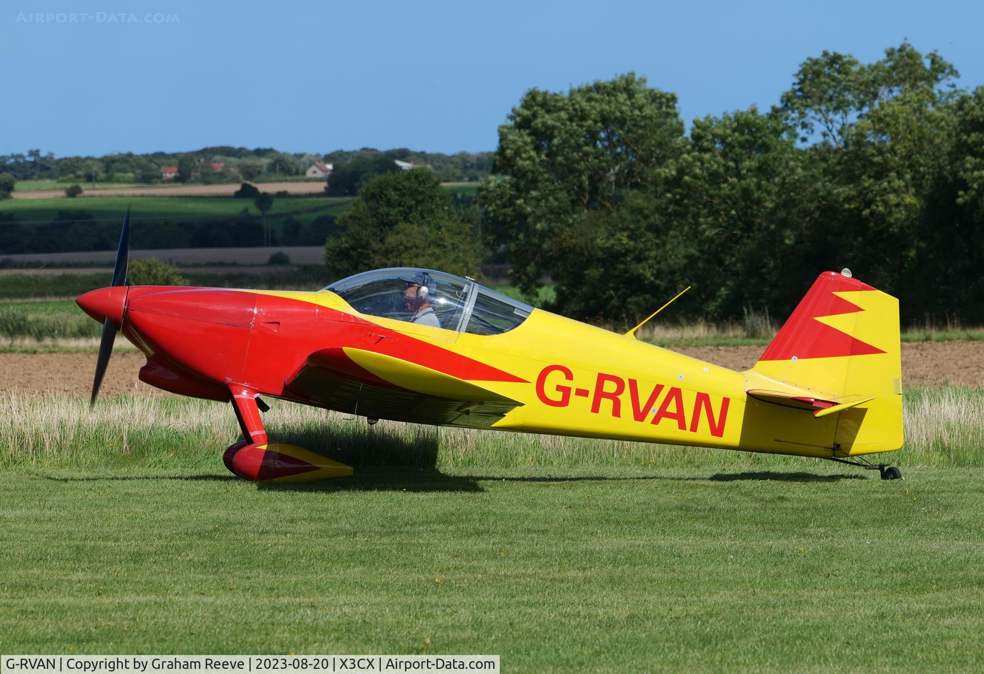 G-RVAN, 1998 Vans RV-6 C/N PFA 181-12657, Just landed at Northrepps.
