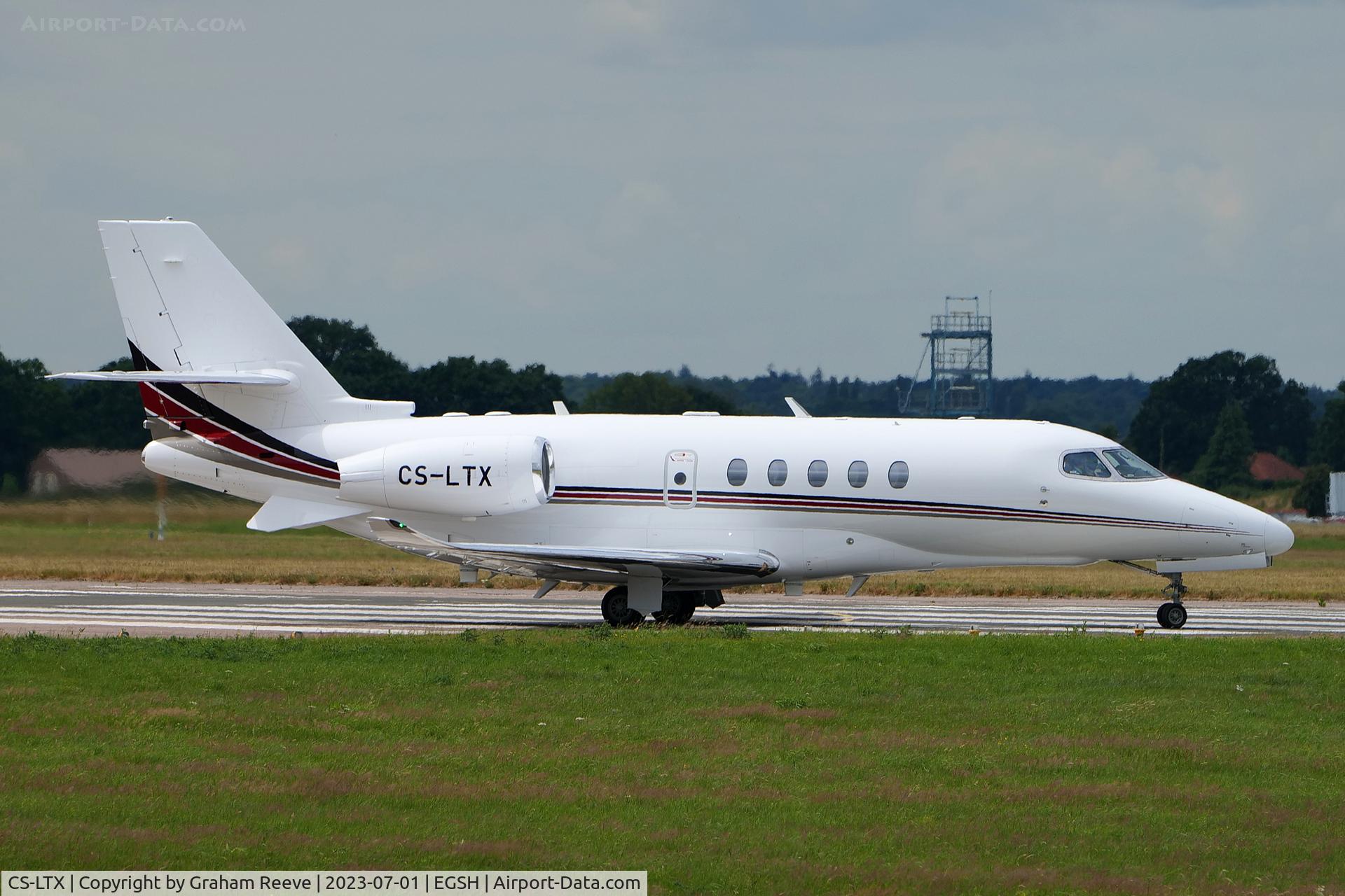 CS-LTX, Cessna 680A Citation Latitude C/N 680A-0343, Departing from Norwich.