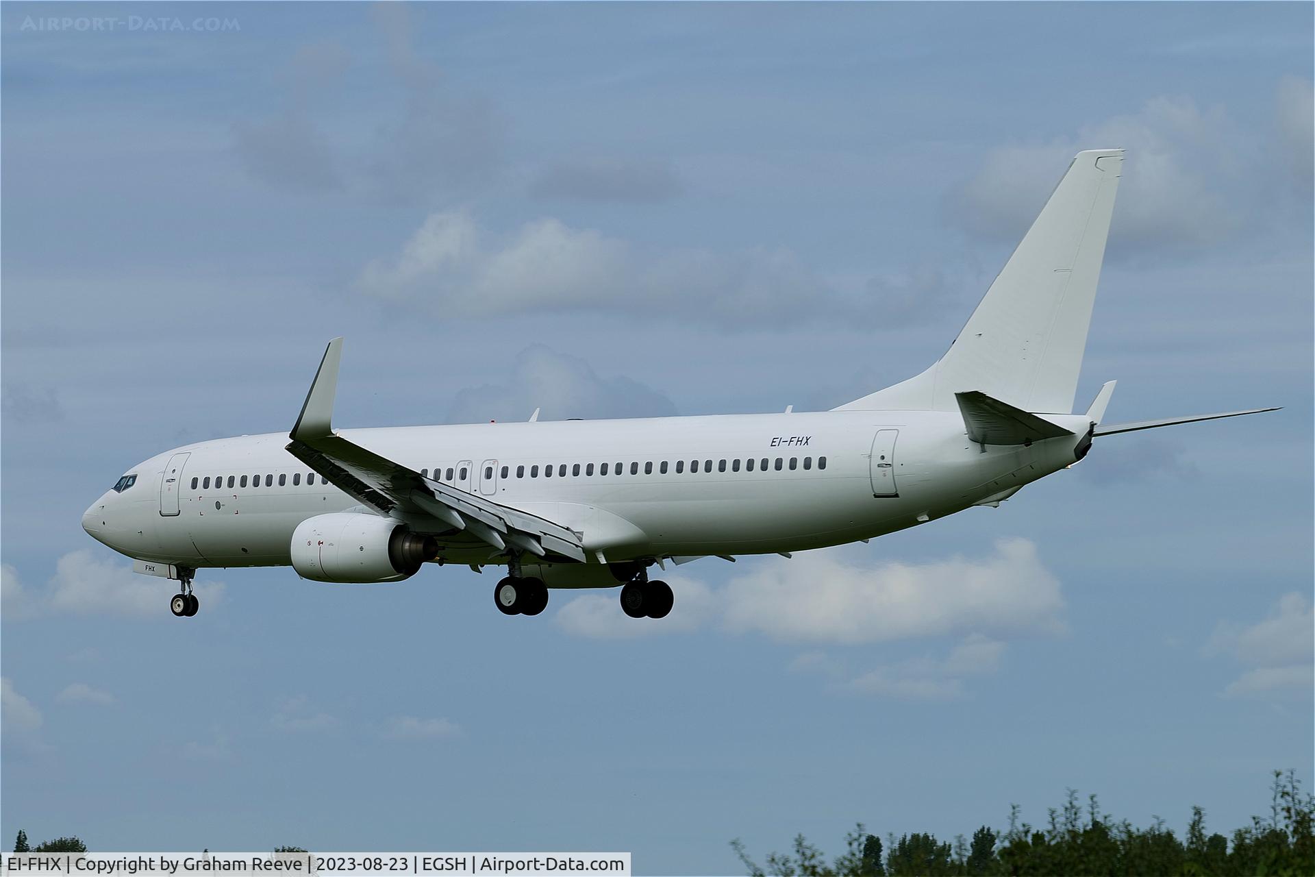 EI-FHX, 2010 Boeing 737-8JP C/N 40866, Landing at Norwich.