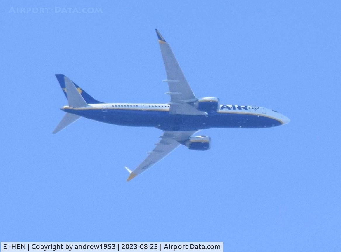 EI-HEN, 2021 Boeing 737-8-200 MAX C/N 62301, EI-HEN over the Bristol Channel.