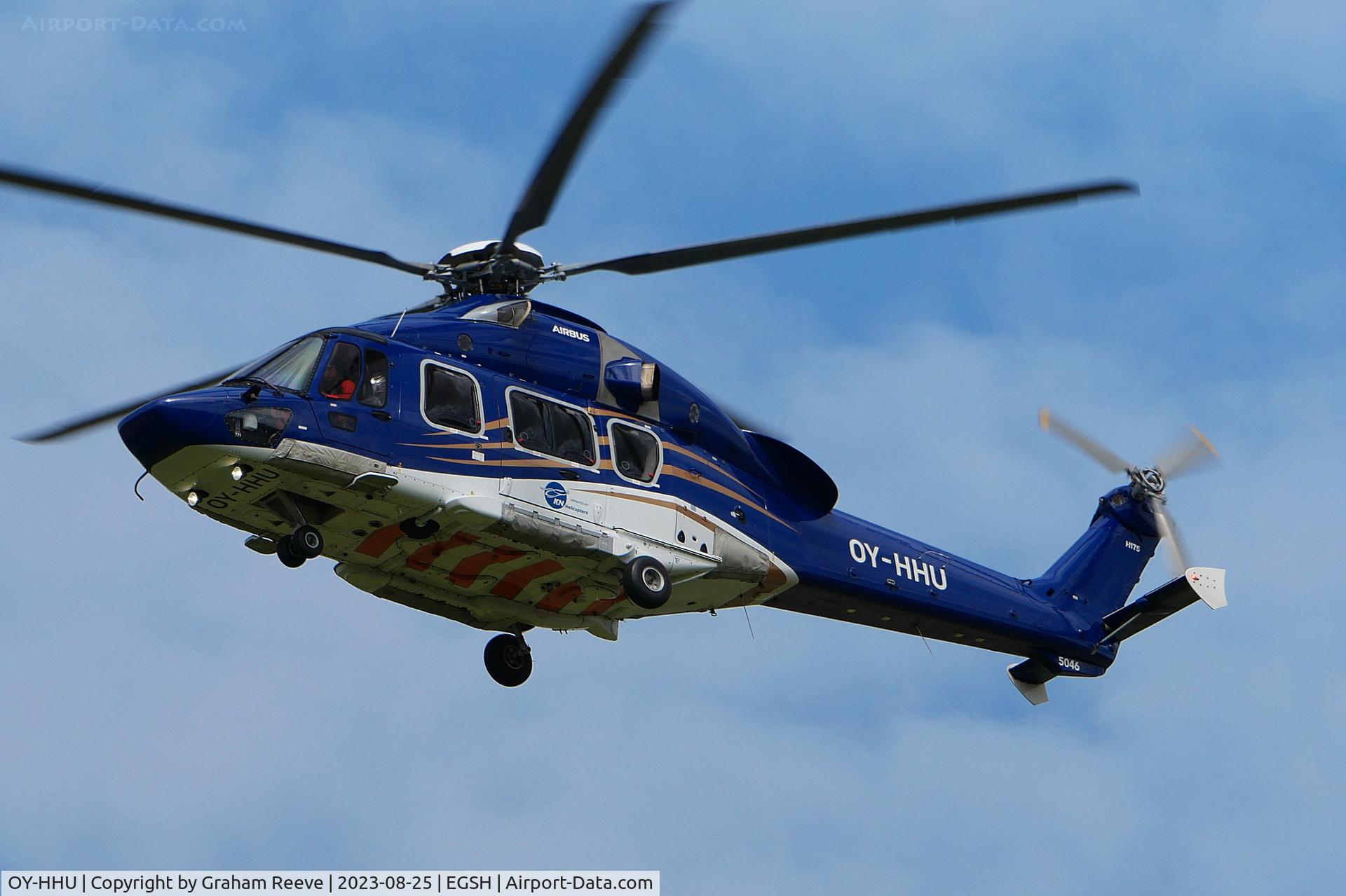 OY-HHU, 2019 Airbus Helicopters EC-175B C/N 5046, On approach to Norwich.