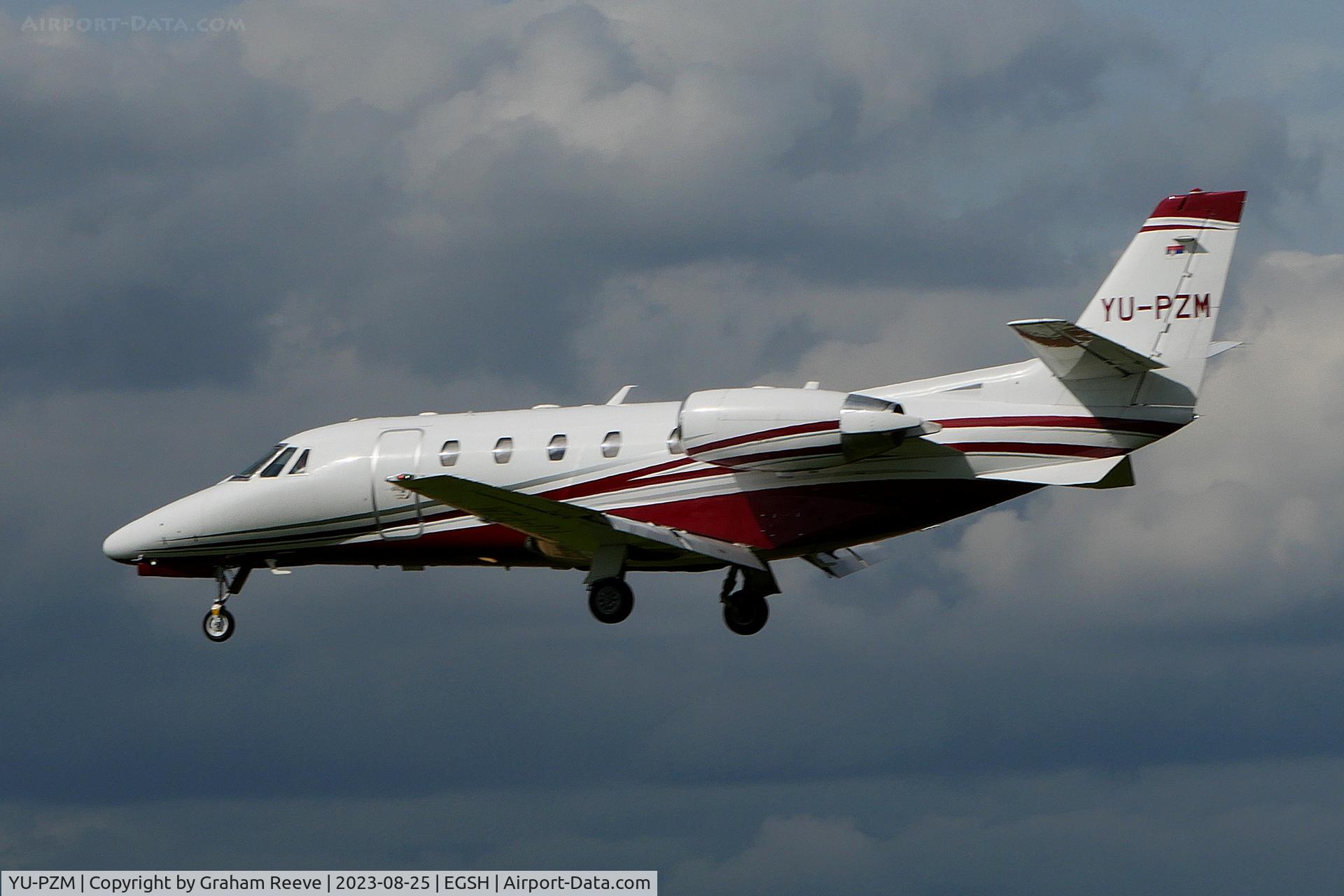 YU-PZM, 2016 Cessna 560XL Citation XLS+ C/N 560-6226, Landing at Norwich.