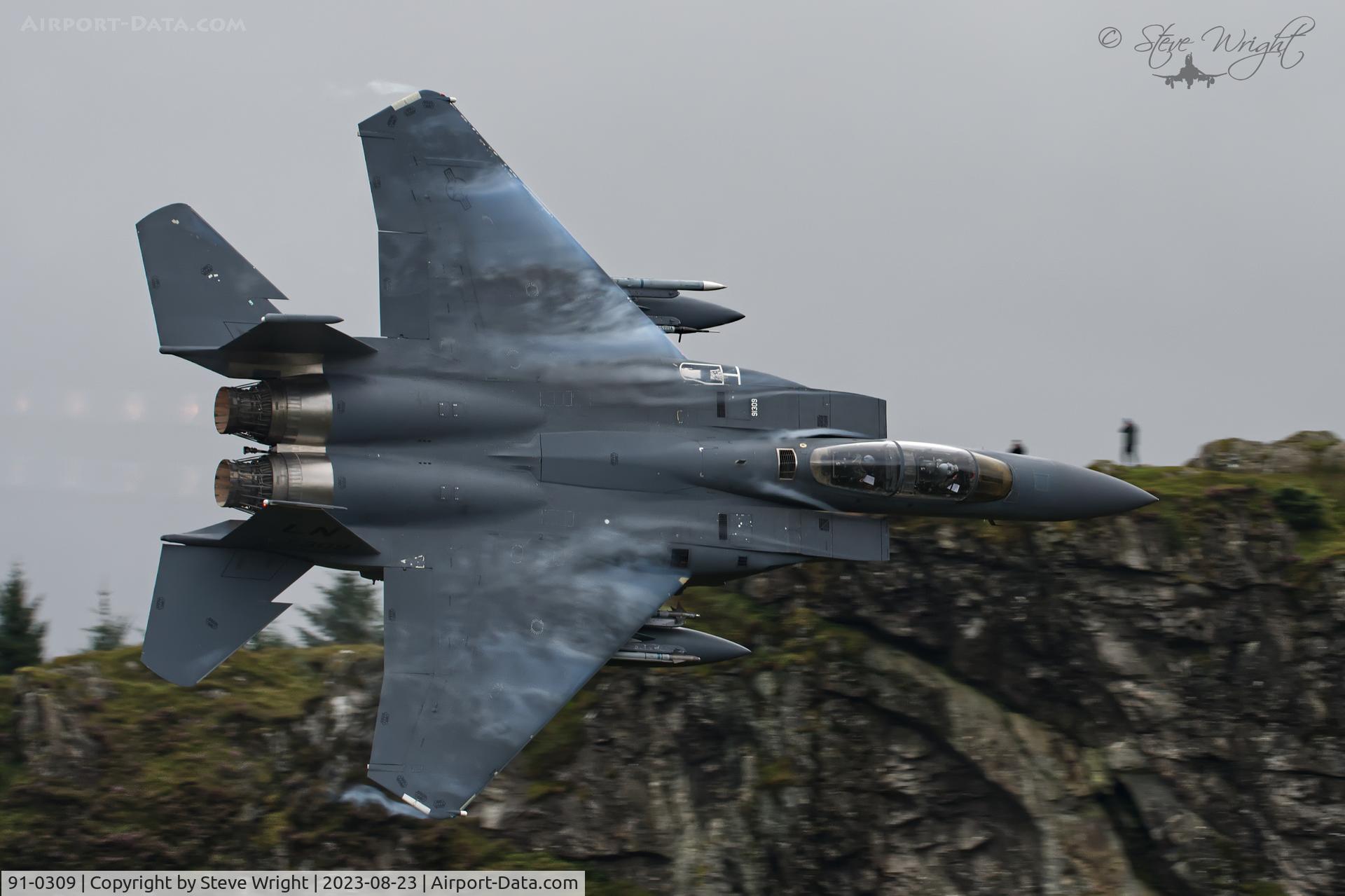 91-0309, 1991 McDonnell Douglas F-15E Strike Eagle C/N 1216/E174, Cad West, Mach Loop. Wales