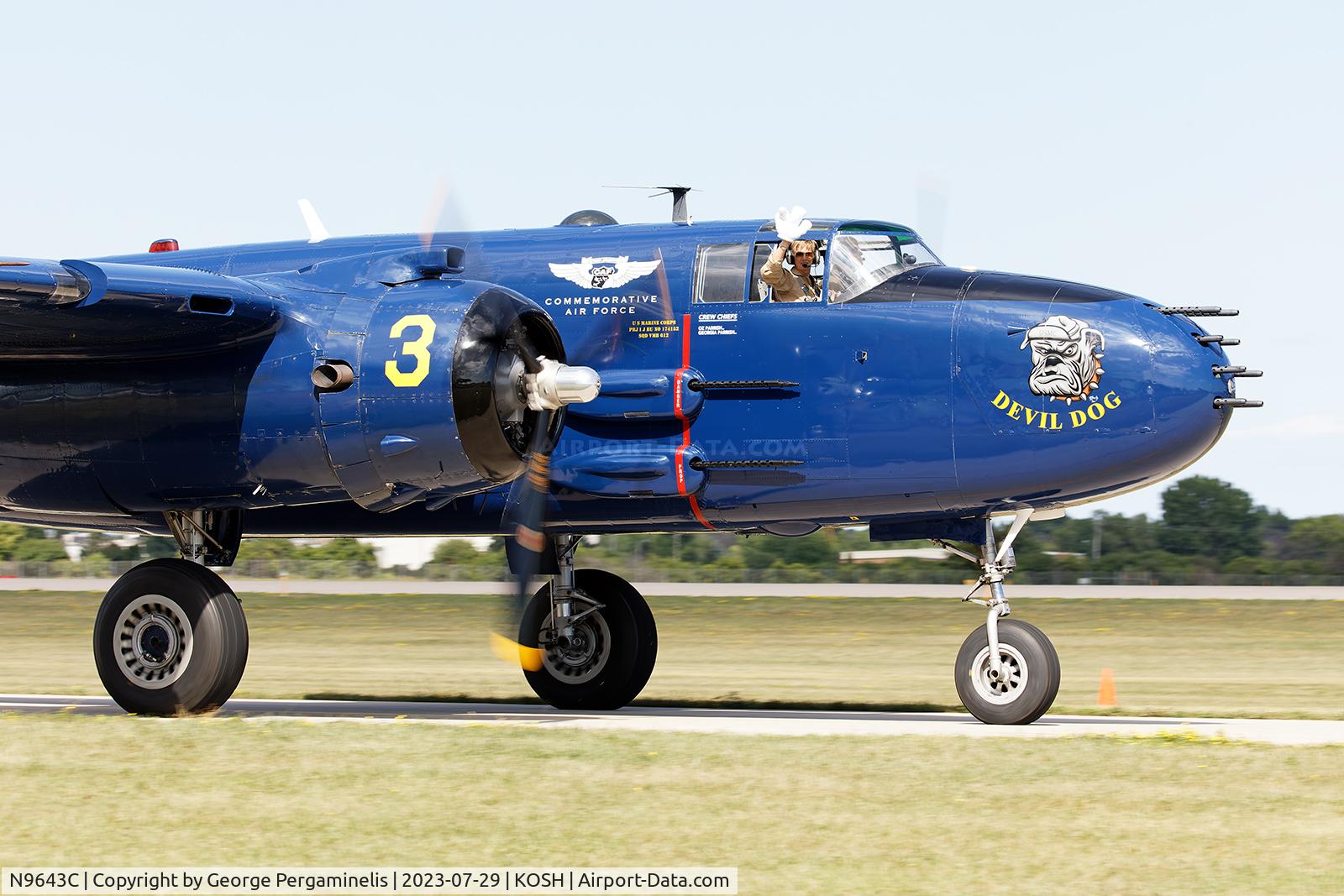 N9643C, 1944 North American B-25J Mitchell Mitchell C/N 108-47512, Oshkosh 2023.