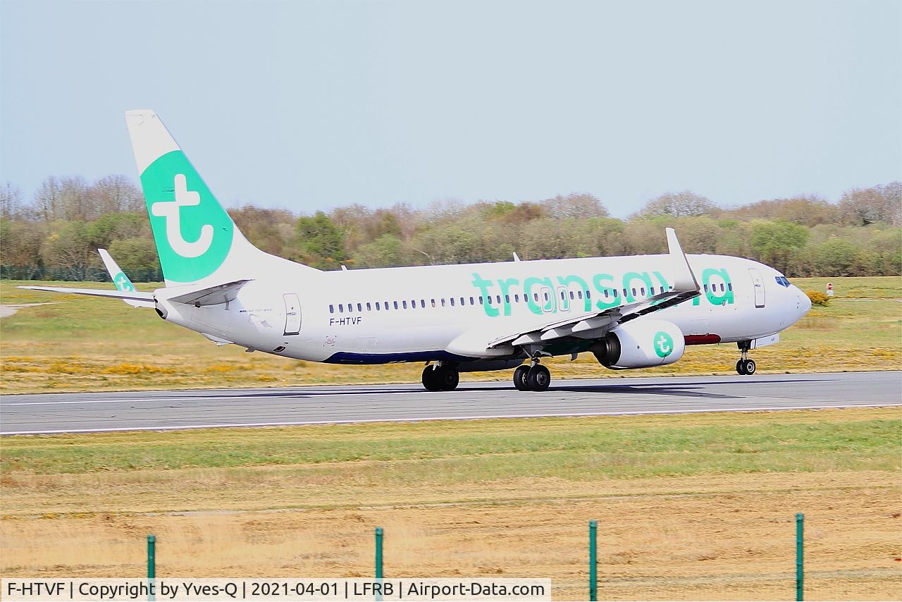 F-HTVF, 2017 Boeing 737-8K2 C/N 62160, Boeing 737-8K2, Take off rwy 07R, Brest-Bretagne Airport (LFRB-BES)