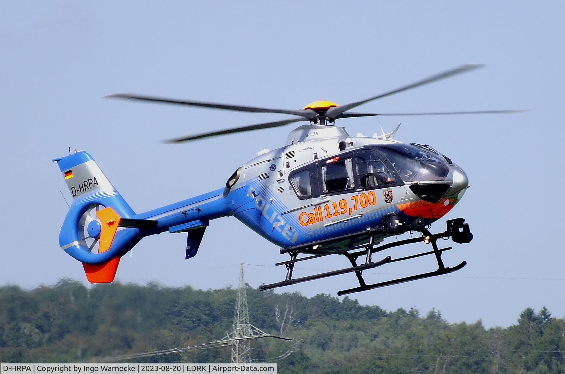D-HRPA, 2002 Eurocopter EC-135P-2 C/N 135-0230, Eurocopter EC135P2 of Rhineland-Palatinate police at Koblenz-Winningen airfield