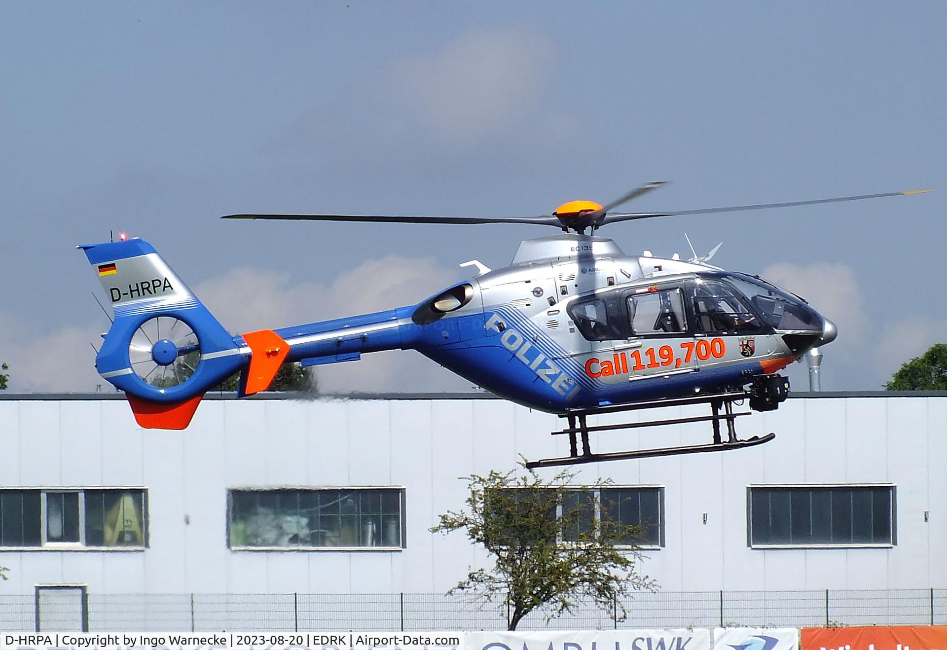 D-HRPA, 2002 Eurocopter EC-135P-2 C/N 135-0230, Eurocopter EC135P2 of Rhineland-Palatinate police at Koblenz-Winningen airfield