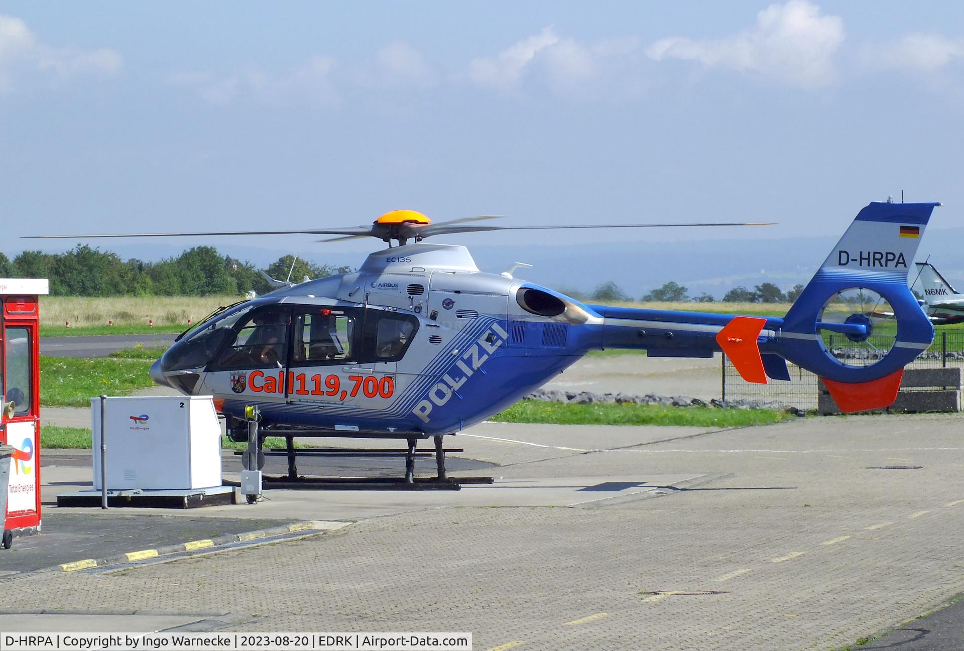 D-HRPA, 2002 Eurocopter EC-135P-2 C/N 135-0230, Eurocopter EC135P2 of Rhineland-Palatinate police at Koblenz-Winningen airfield