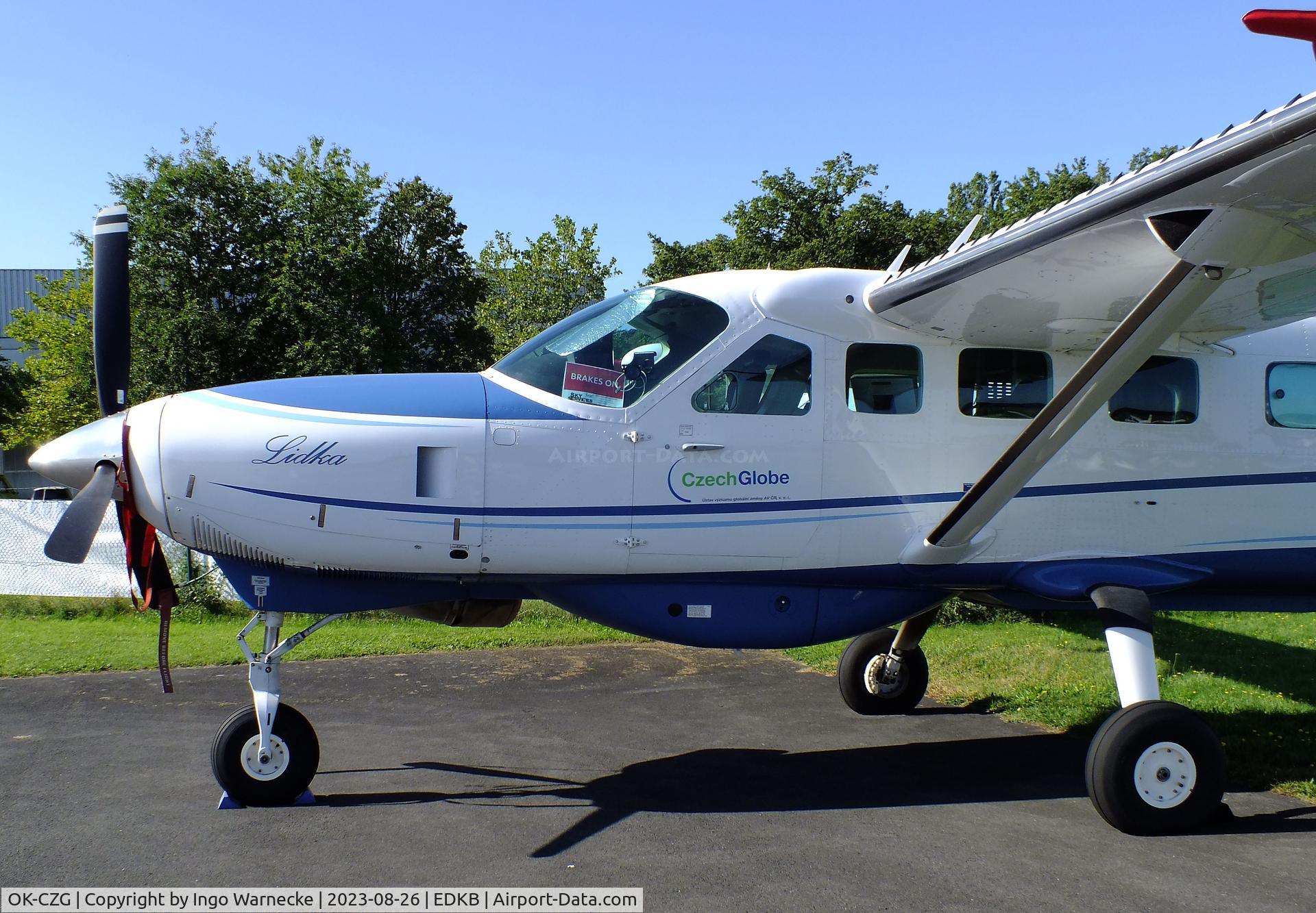 OK-CZG, 2013 Cessna 208B Grand Caravan C/N 208B-2435, Cessna 208B Grand Caravan remote sensing aircraft of CzechGlobe (Global Change Research Institute, CAS) at Bonn-Hangelar airfield during the Grumman Fly-in 2023