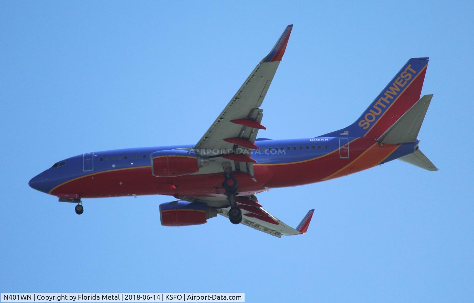 N401WN, 2001 Boeing 737-7H4 C/N 29813, SWA 737 canyon blue zx BUR-SFO