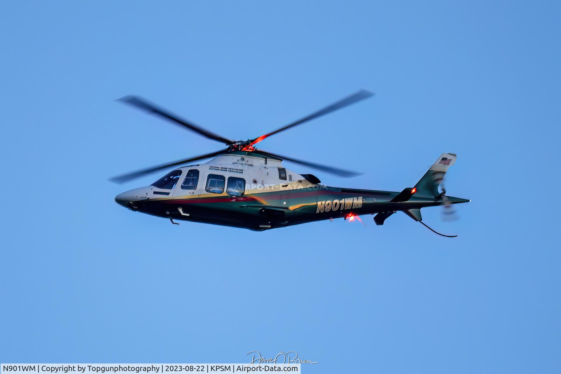 N901WM, 2021 Leonardo AW-109SP GrandNew C/N 22429, Lifeflight of Maine getting ready to stop into Portsmouth Hospital