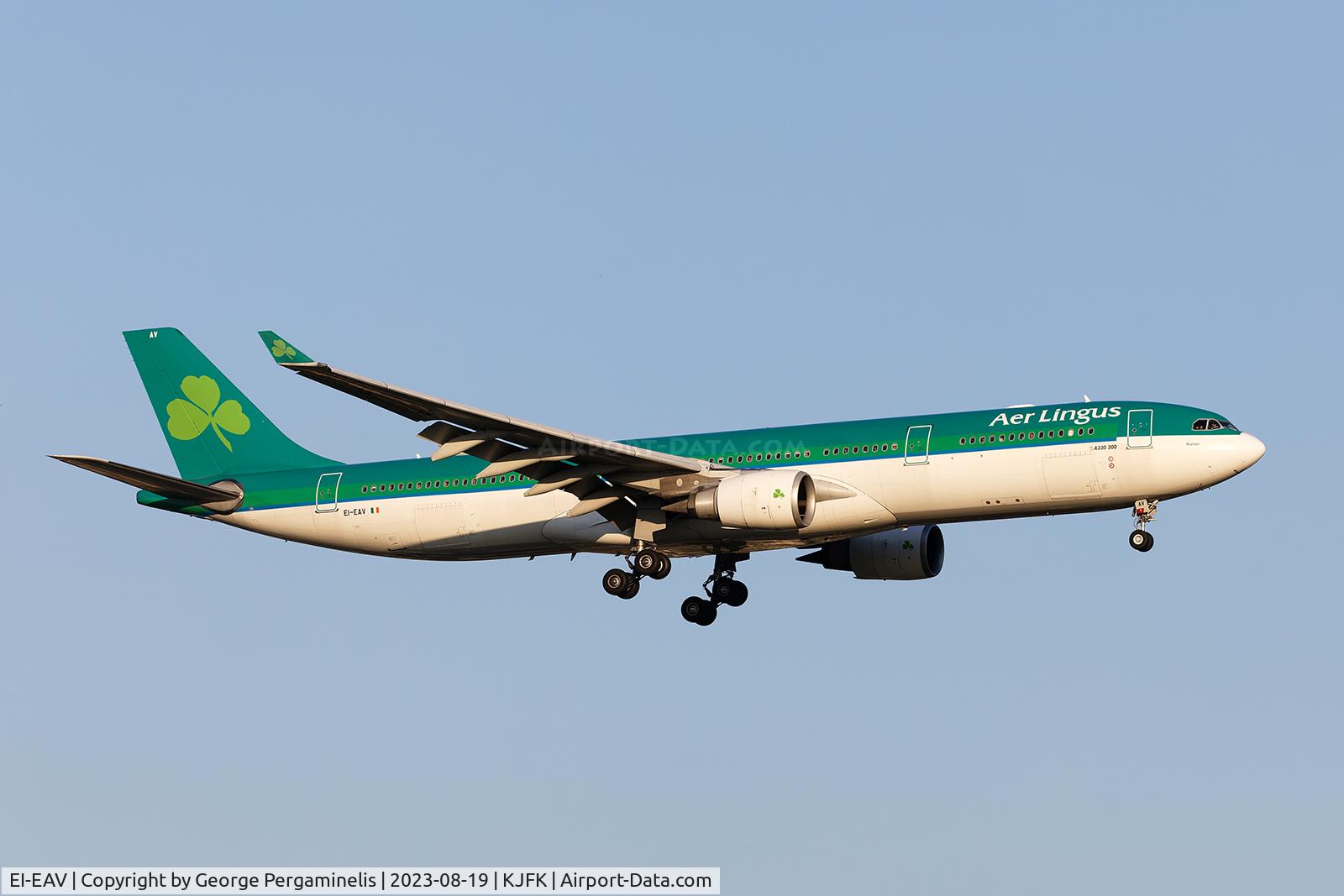 EI-EAV, 2009 Airbus A330-302 C/N 985, Final 22L at JFK.