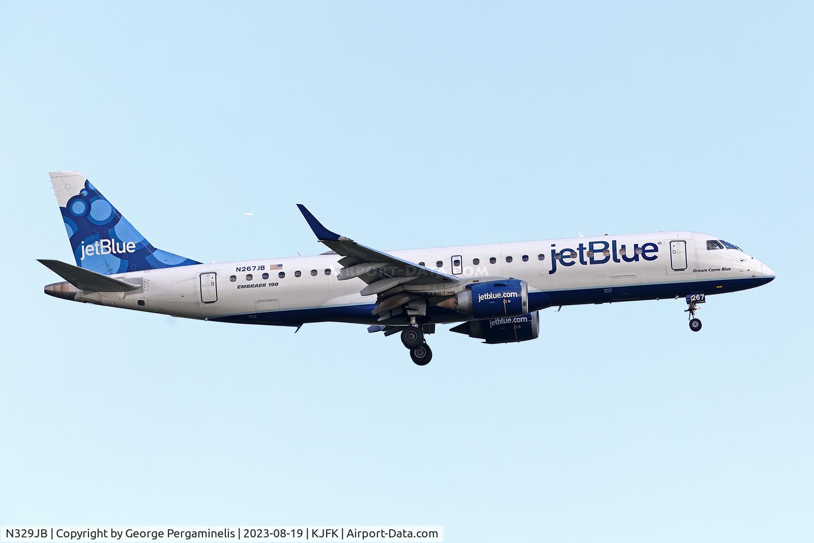 N329JB, Embraer ERJ-190-100 IGW 190AR C/N 19000433, Final 22L at JFK.