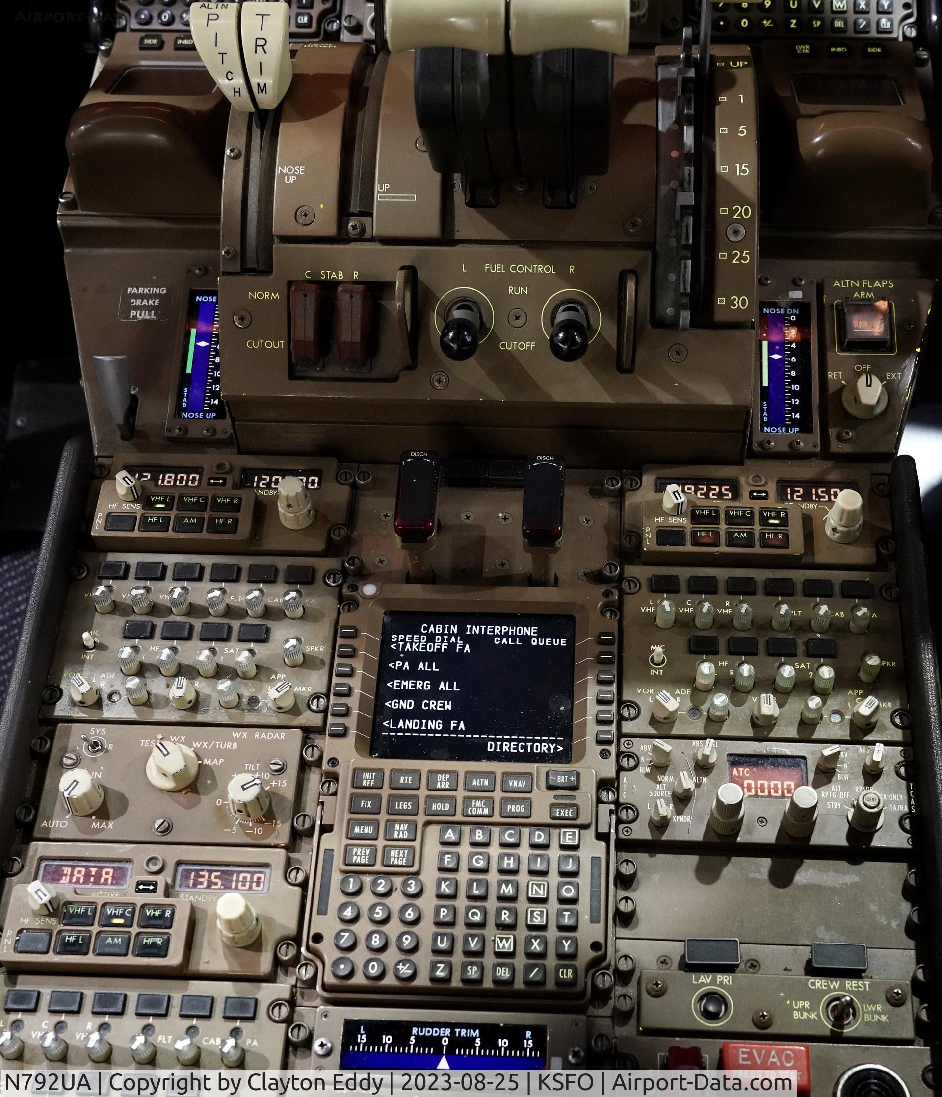 N792UA, 1997 Boeing 777-222 C/N 26934, Flightdeck SFO 2023.