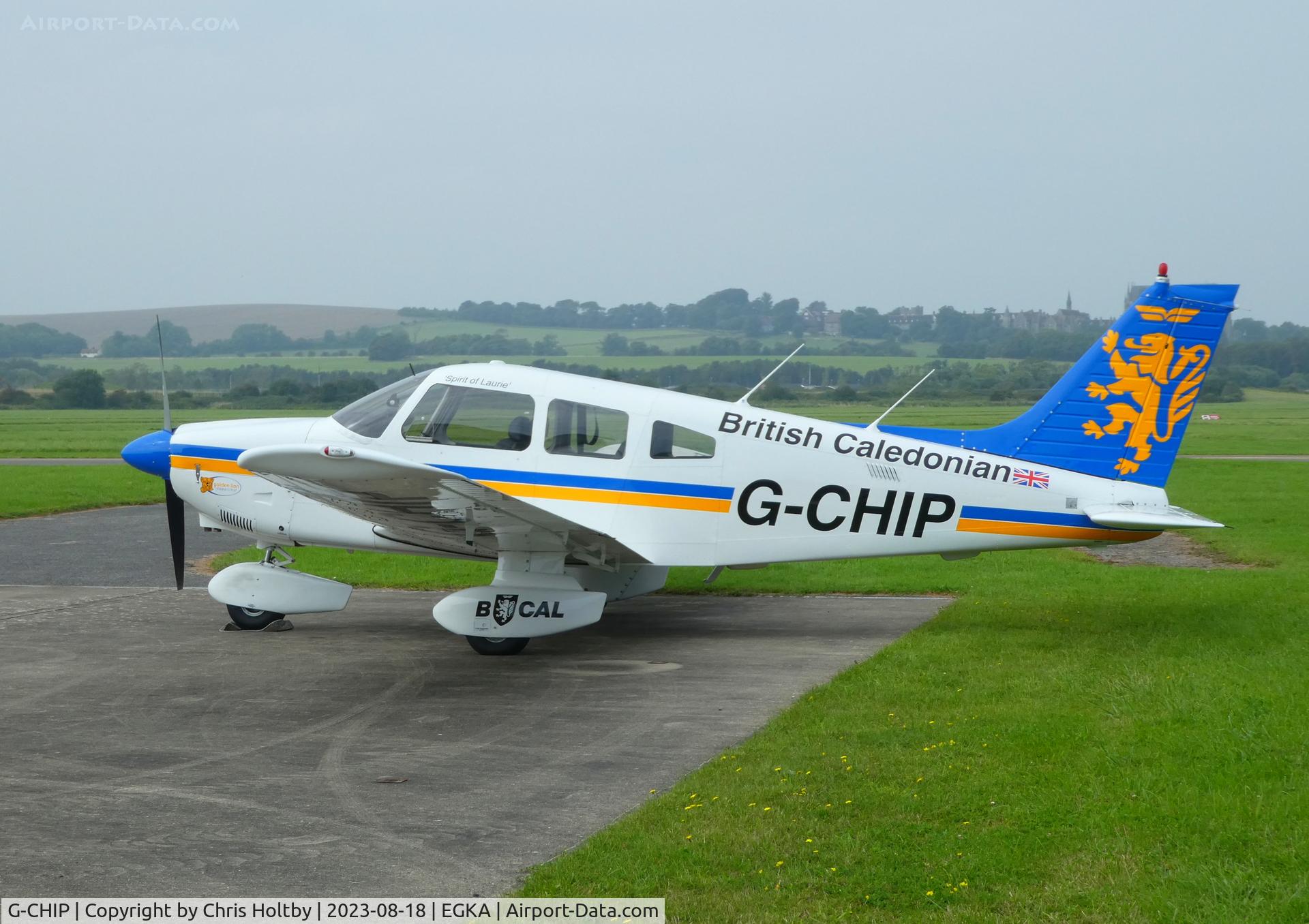 G-CHIP, 1982 Piper PA-28-181 Cherokee Archer II C/N 28-8290095, Smart Cherokee Archer II parked at its base at Shoreham Airport, W Sussex