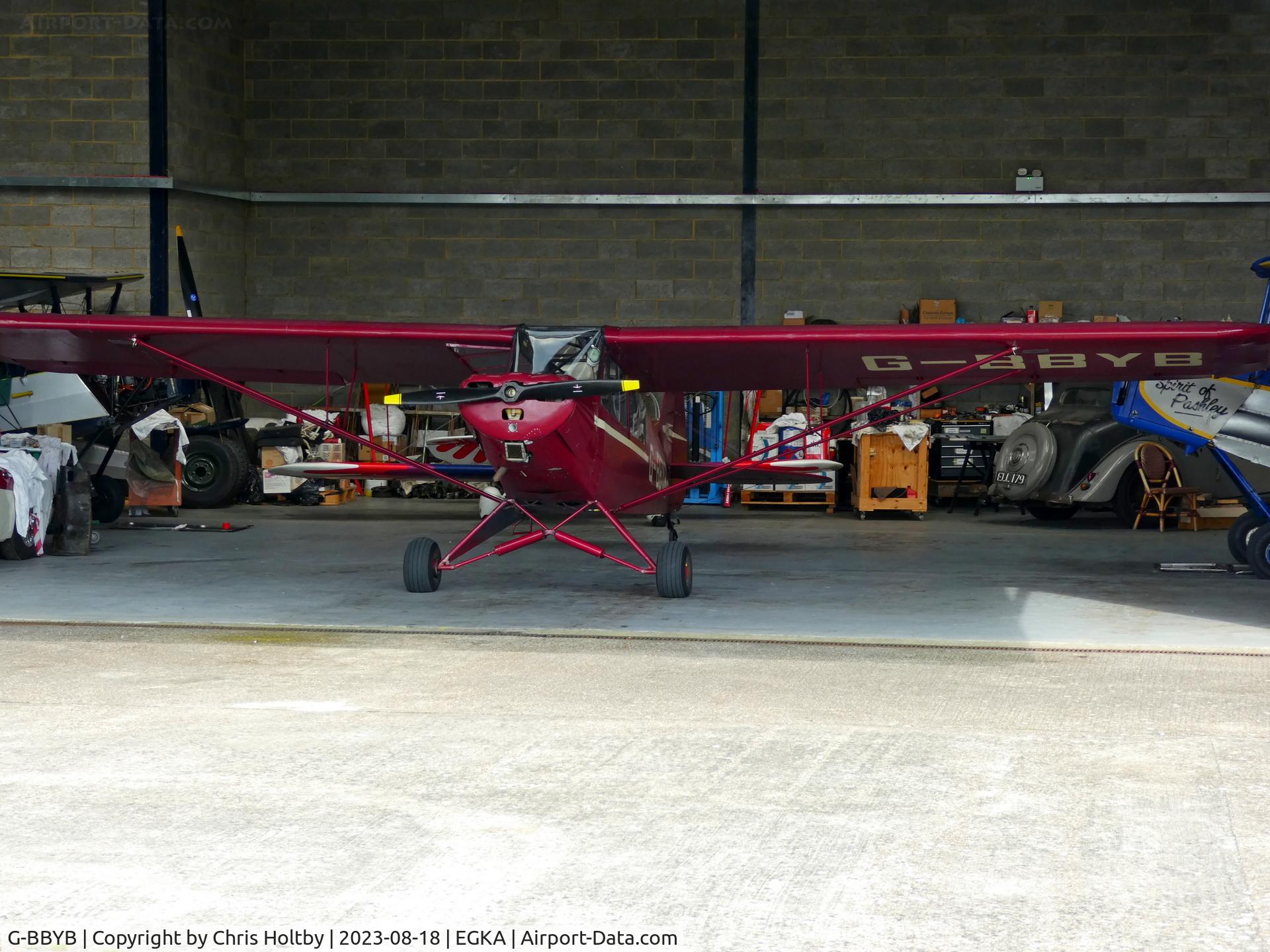 G-BBYB, 1952 Piper L-18C C/N 18-1627, 1952 Cub in the hangar at Shoreham Airport, W Sussex