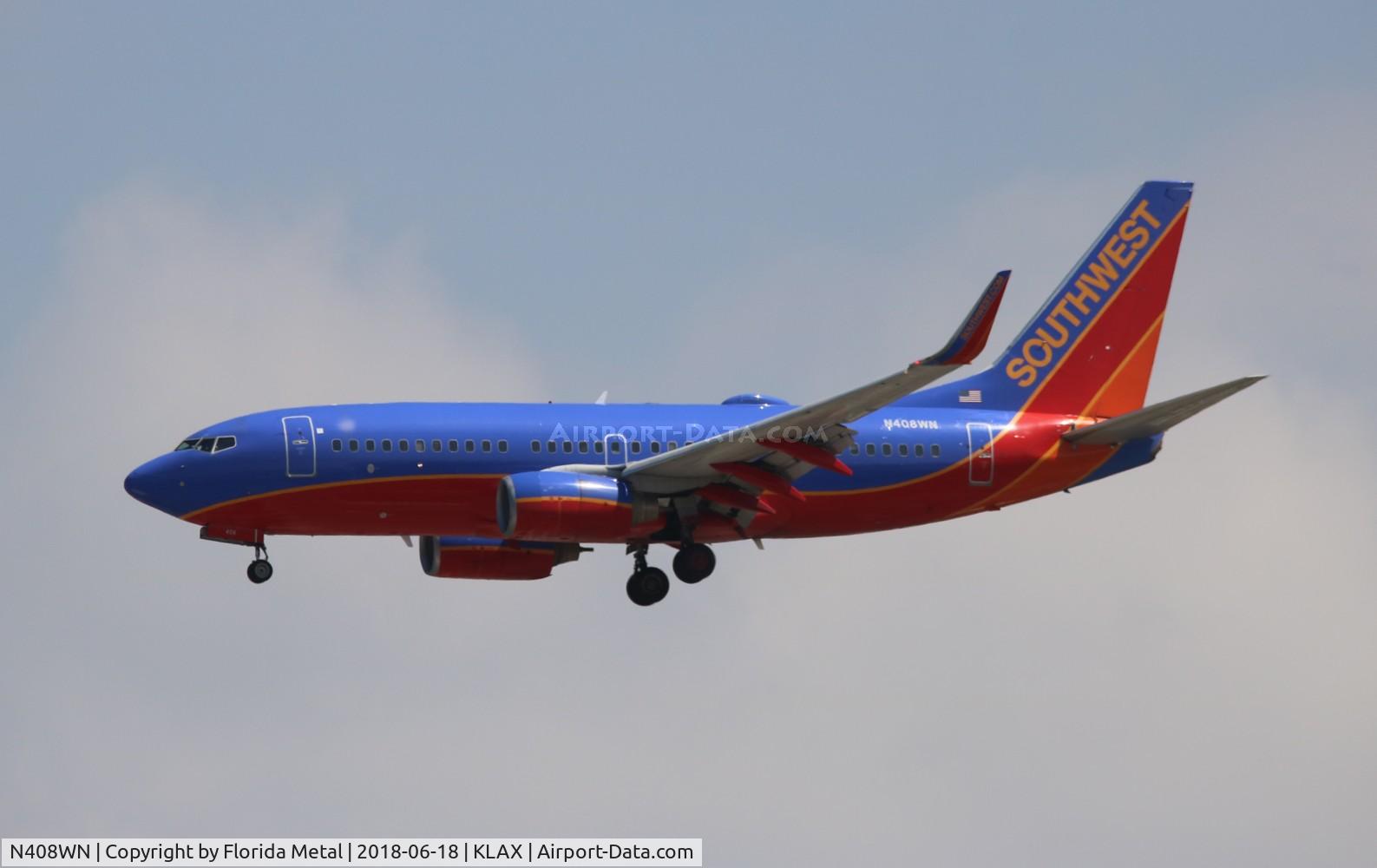 N408WN, 2001 Boeing 737-7H4 C/N 27895, SWA 737 canyon blue zx SMF-KLAX