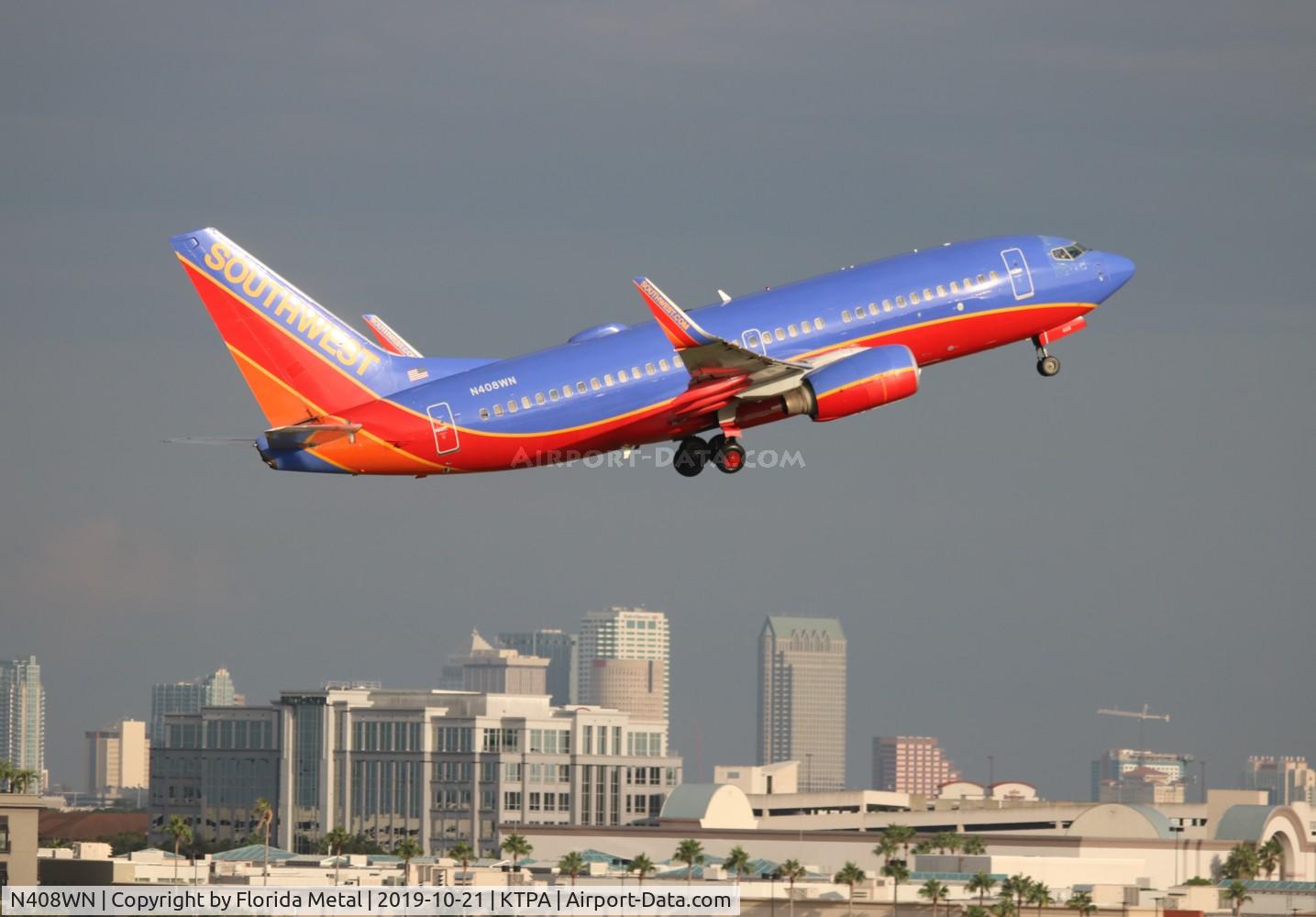 N408WN, 2001 Boeing 737-7H4 C/N 27895, SWA 737 canyon blue zx TPA-HOU