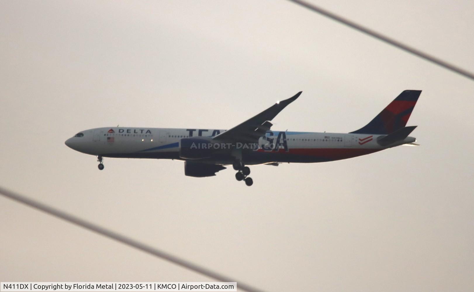 N411DX, 2021 Airbus A330-941 C/N 1991, DAL A339 zx MSP-MCO  (of course lands on the wrong runway where I had to shoot it from a distance backlit