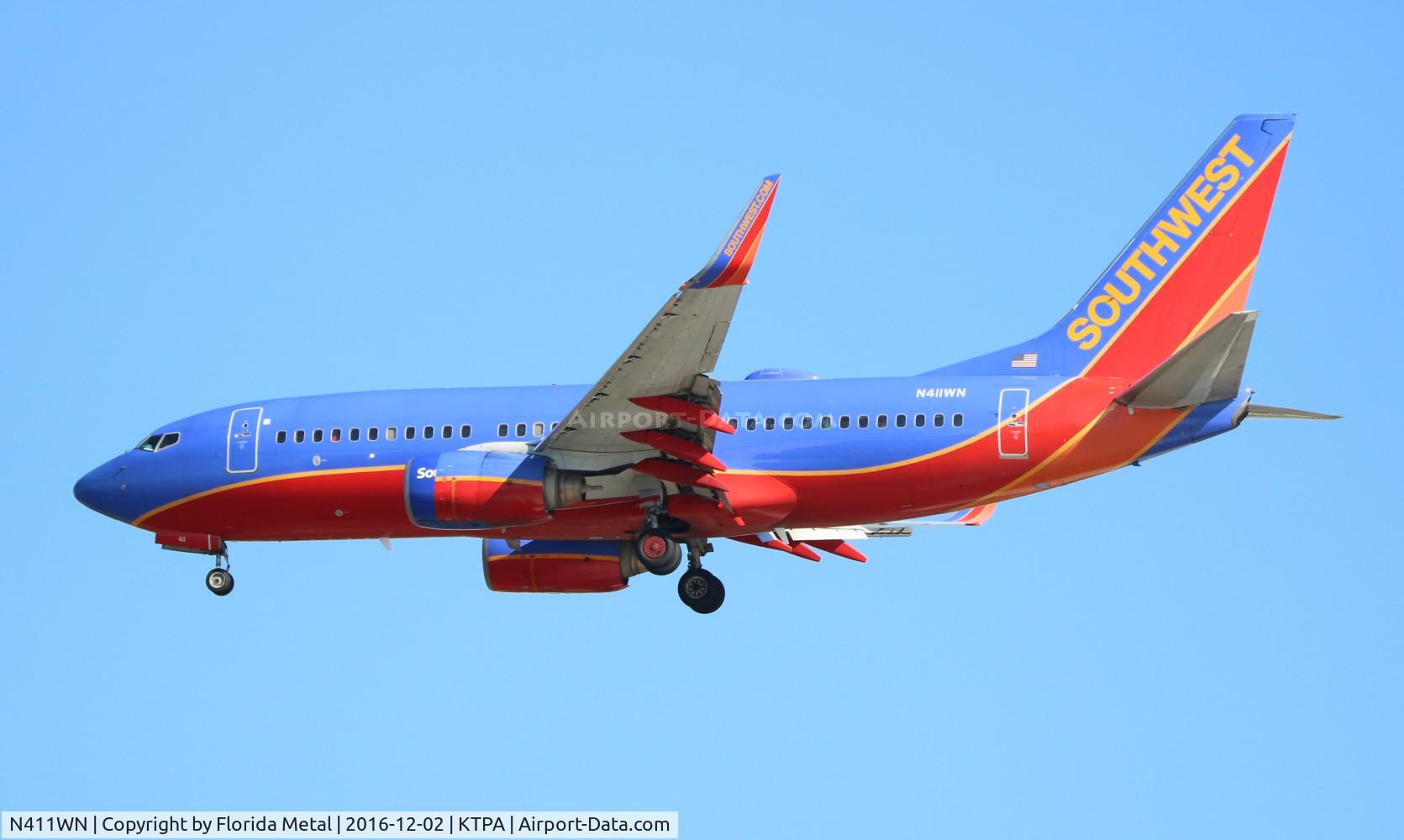 N411WN, 2001 Boeing 737-7H4 C/N 29821, SWA 737 canyon blue zx CMH-TPA